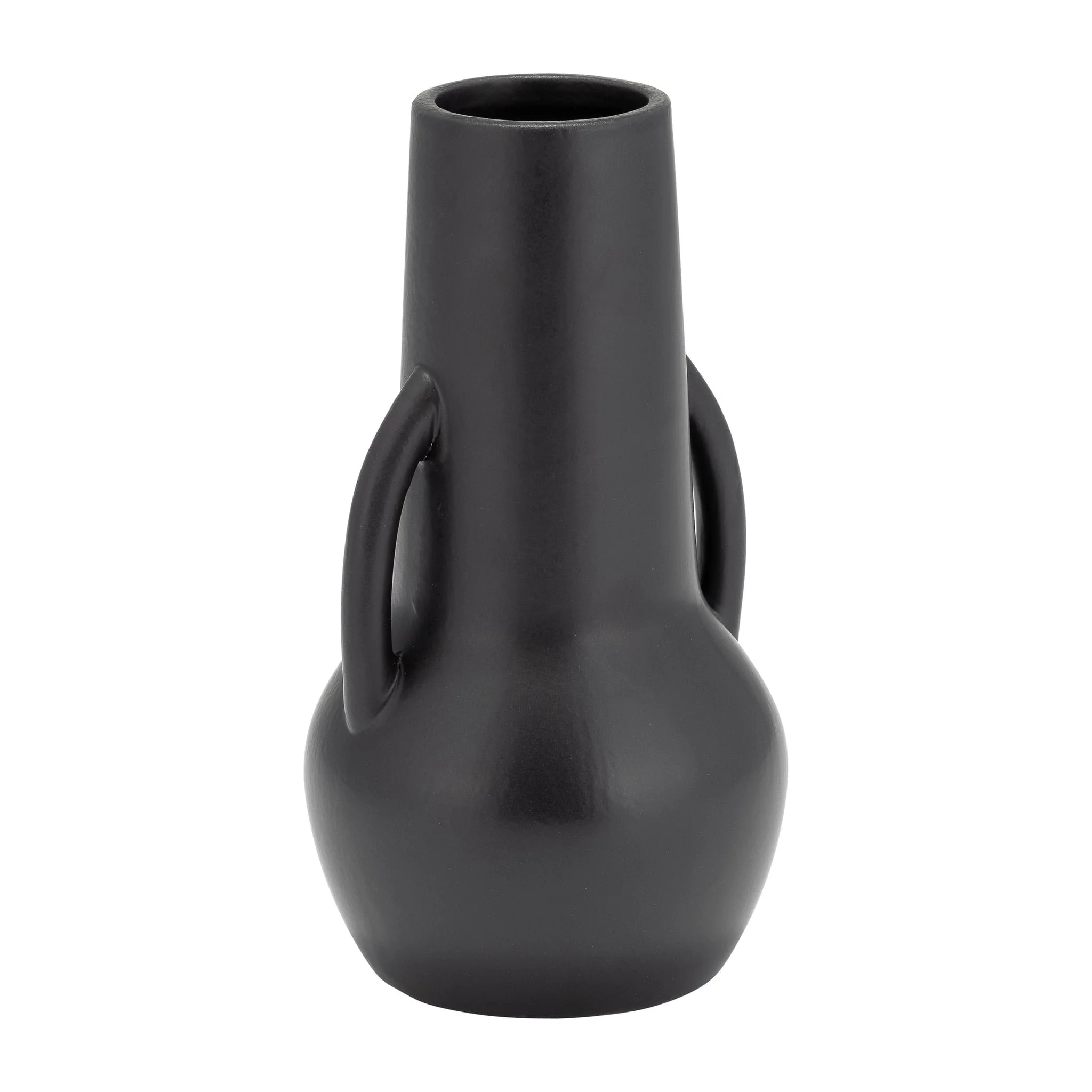 Cer,8",vase W/handles,black - Image 2