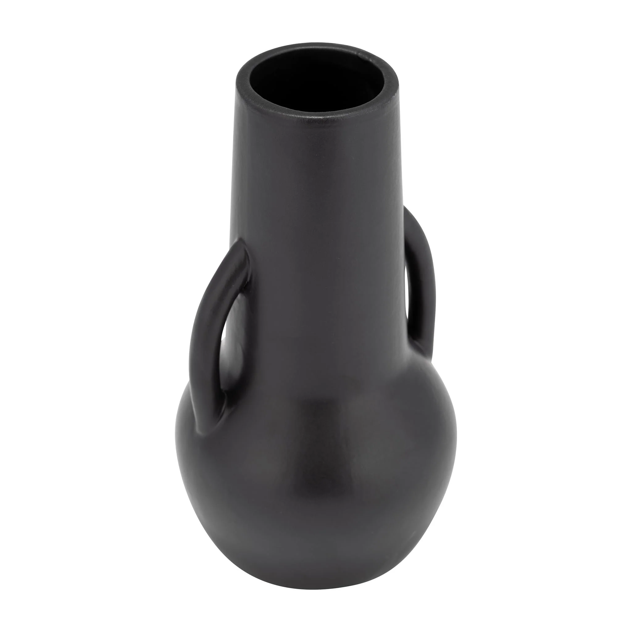 Cer,8",vase W/handles,black - Image 4
