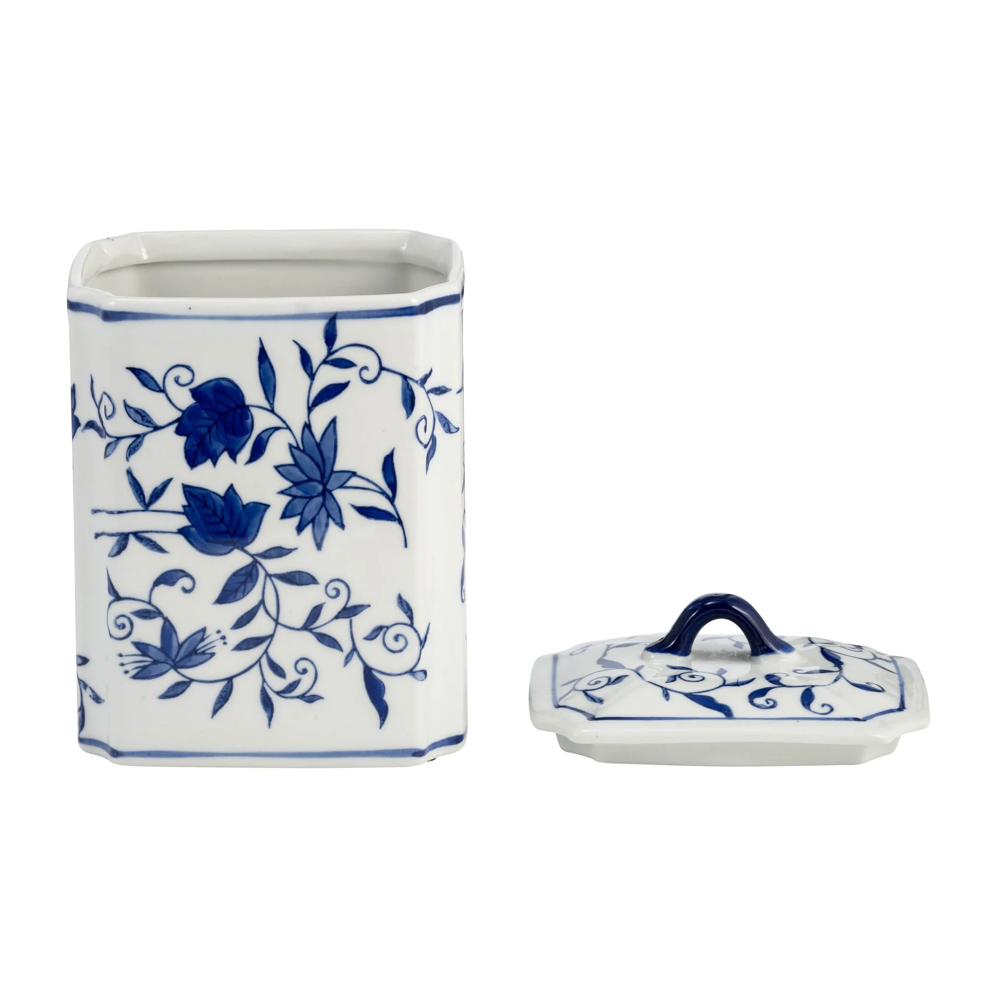 Cer, 8"h Box Jar W/ Lid, Blue - Image 4