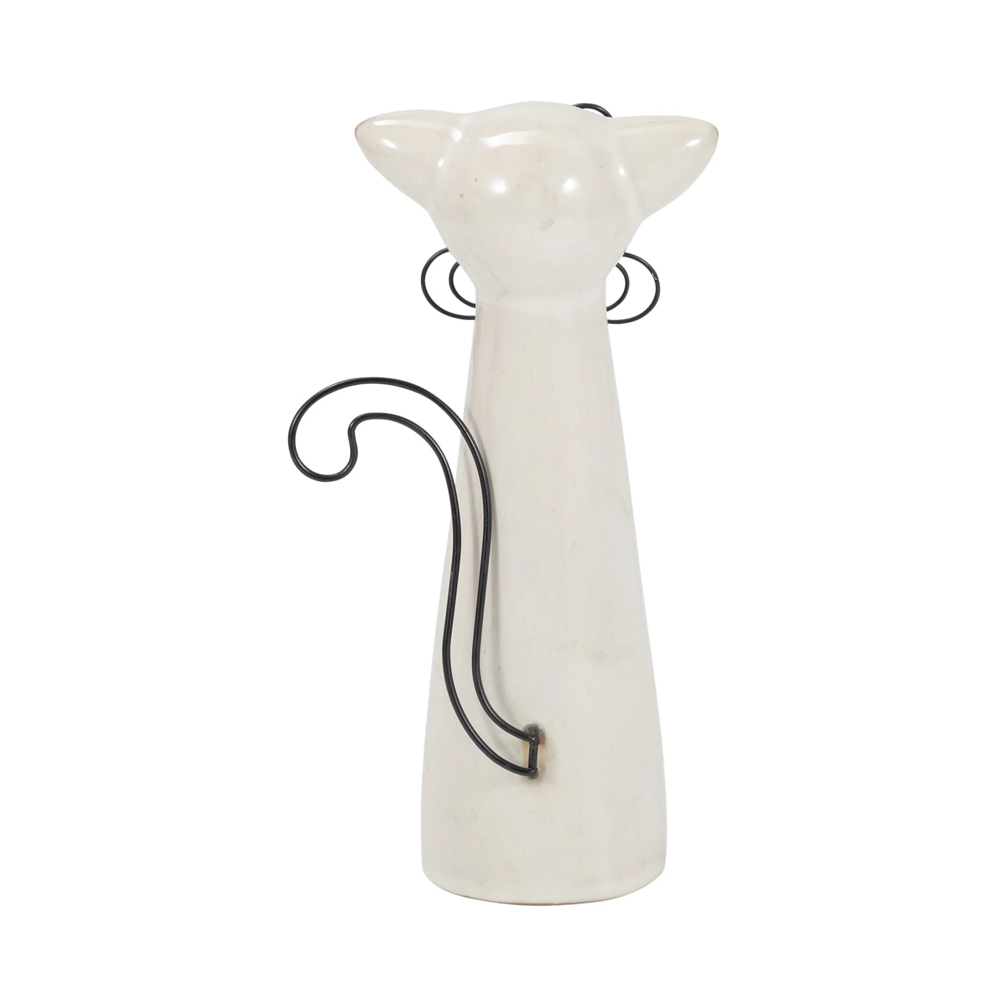 Cer, 8"h Cat W/ Glasses, Beige - Image 4