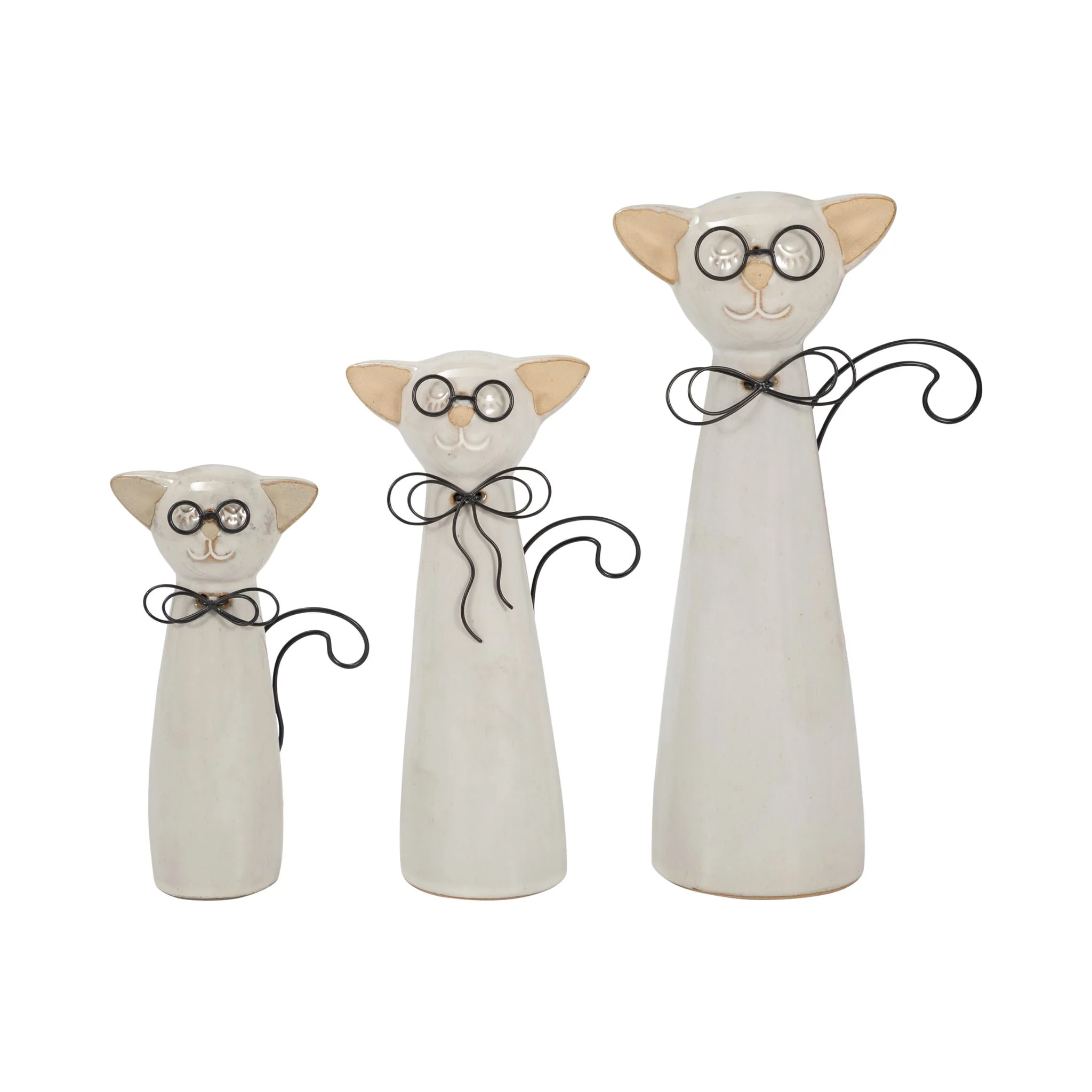 Cer, 8"h Cat W/ Glasses, Beige - Image 8