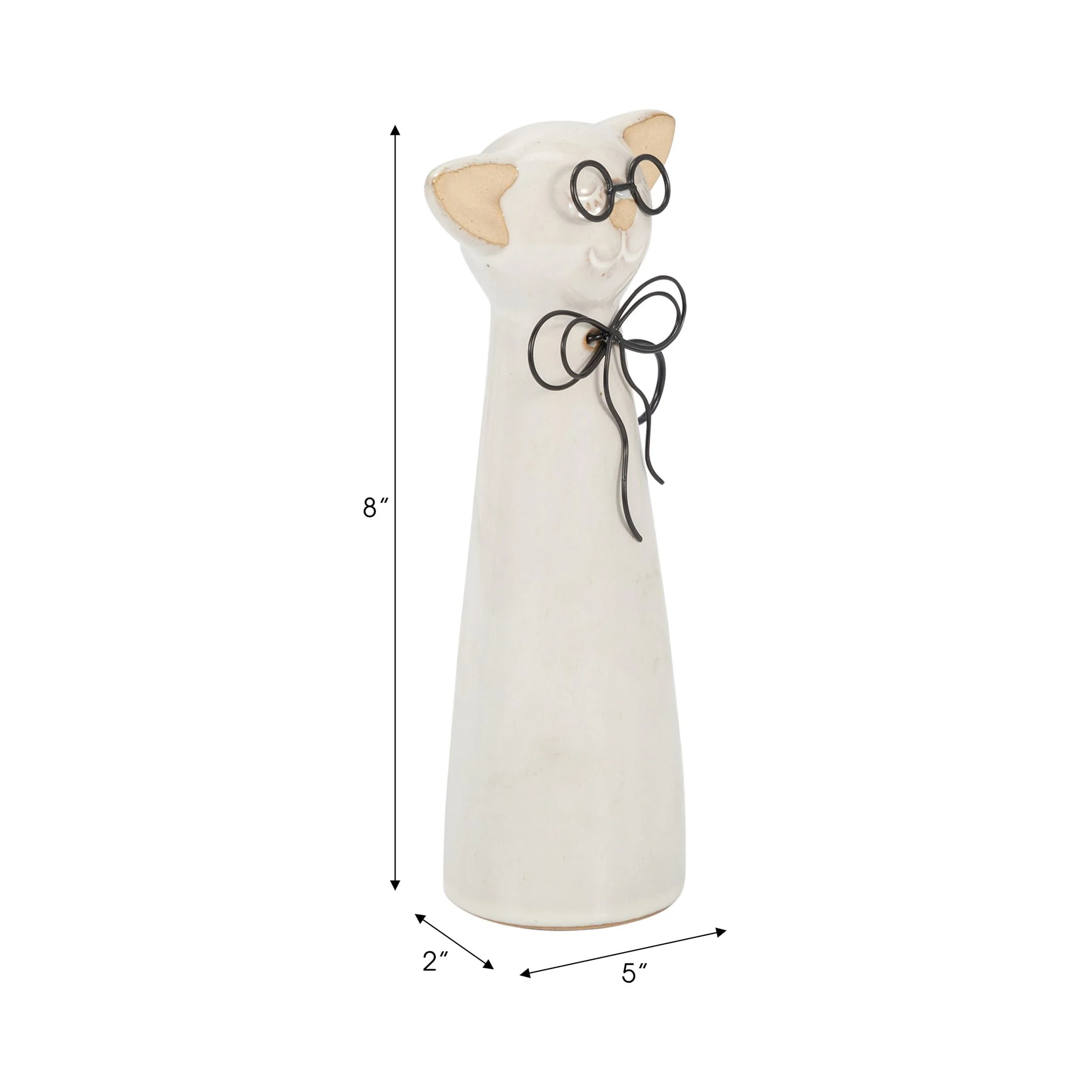 Cer, 8"h Cat W/ Glasses, Beige - Image 9