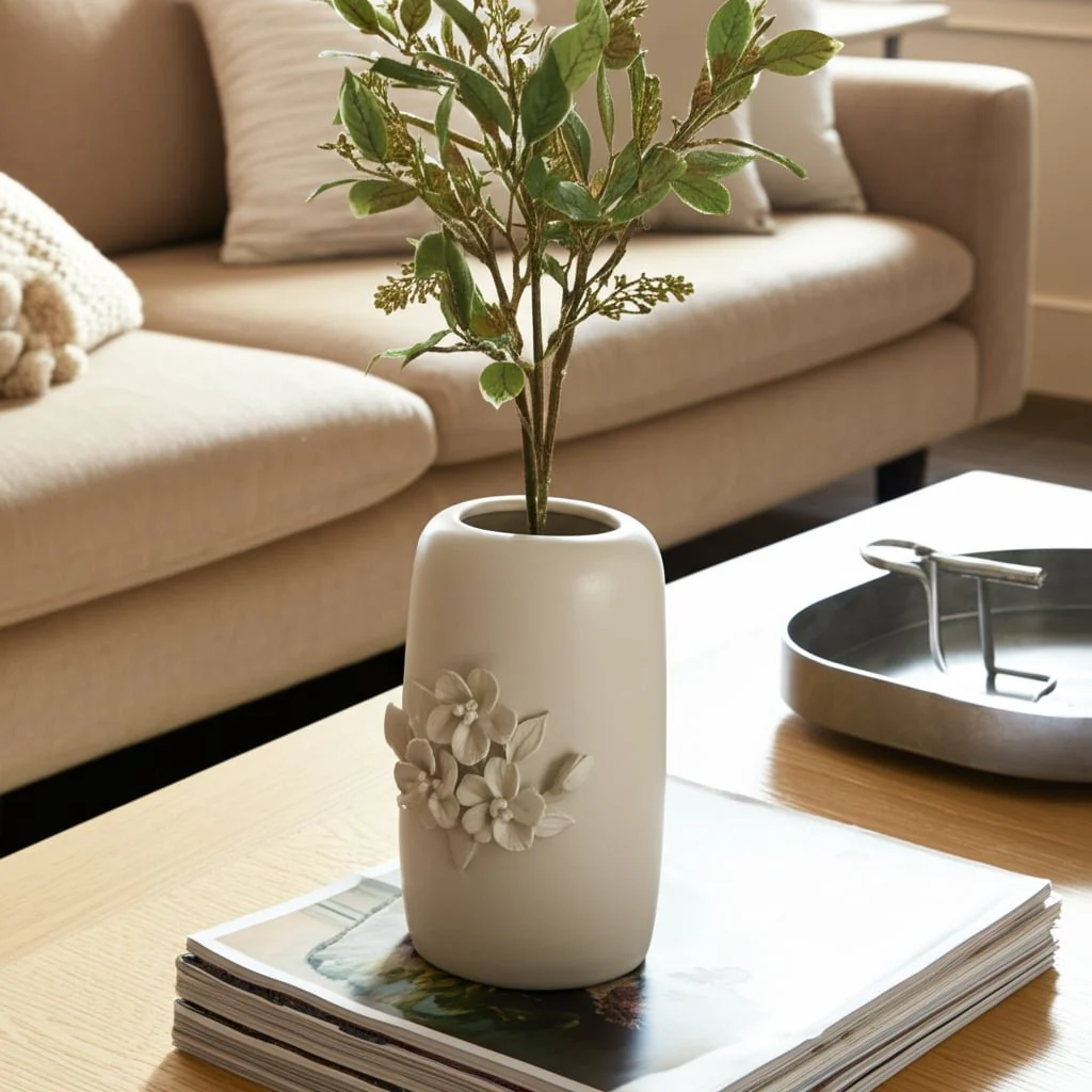 Cer, 8"h Flower Bunch Vase, Ivory - Image 11