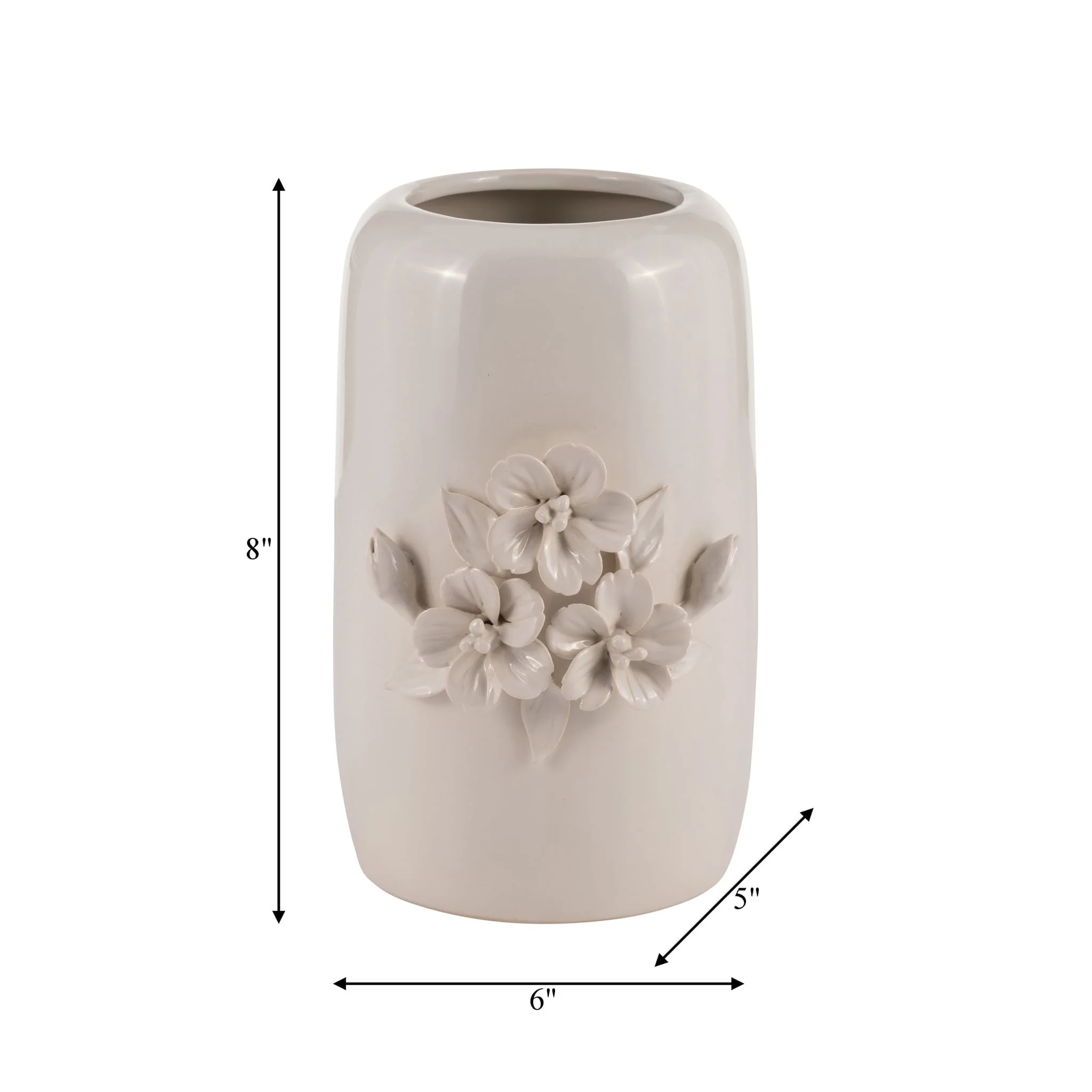 Cer, 8"h Flower Bunch Vase, Ivory - Image 8