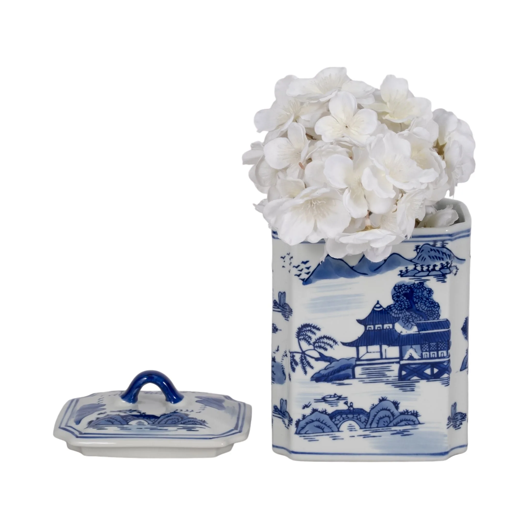 Cer, 8"h Rectangular Jar W/ Lid, Blue - Image 6