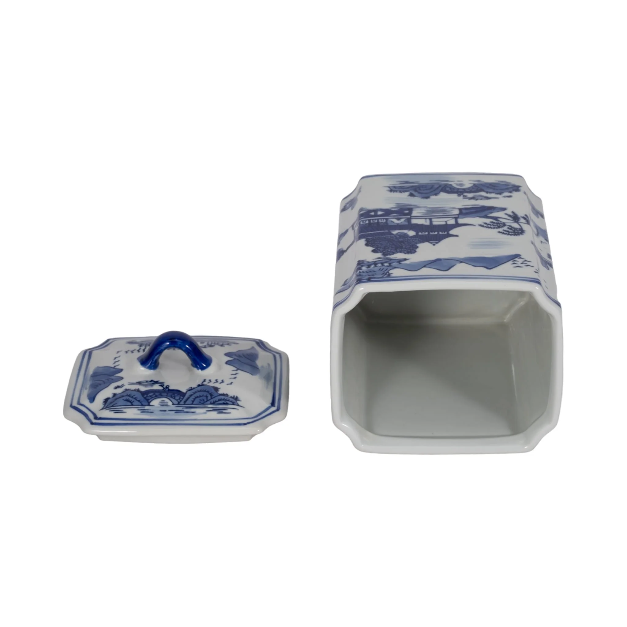 Cer, 8"h Rectangular Jar W/ Lid, Blue - Image 7