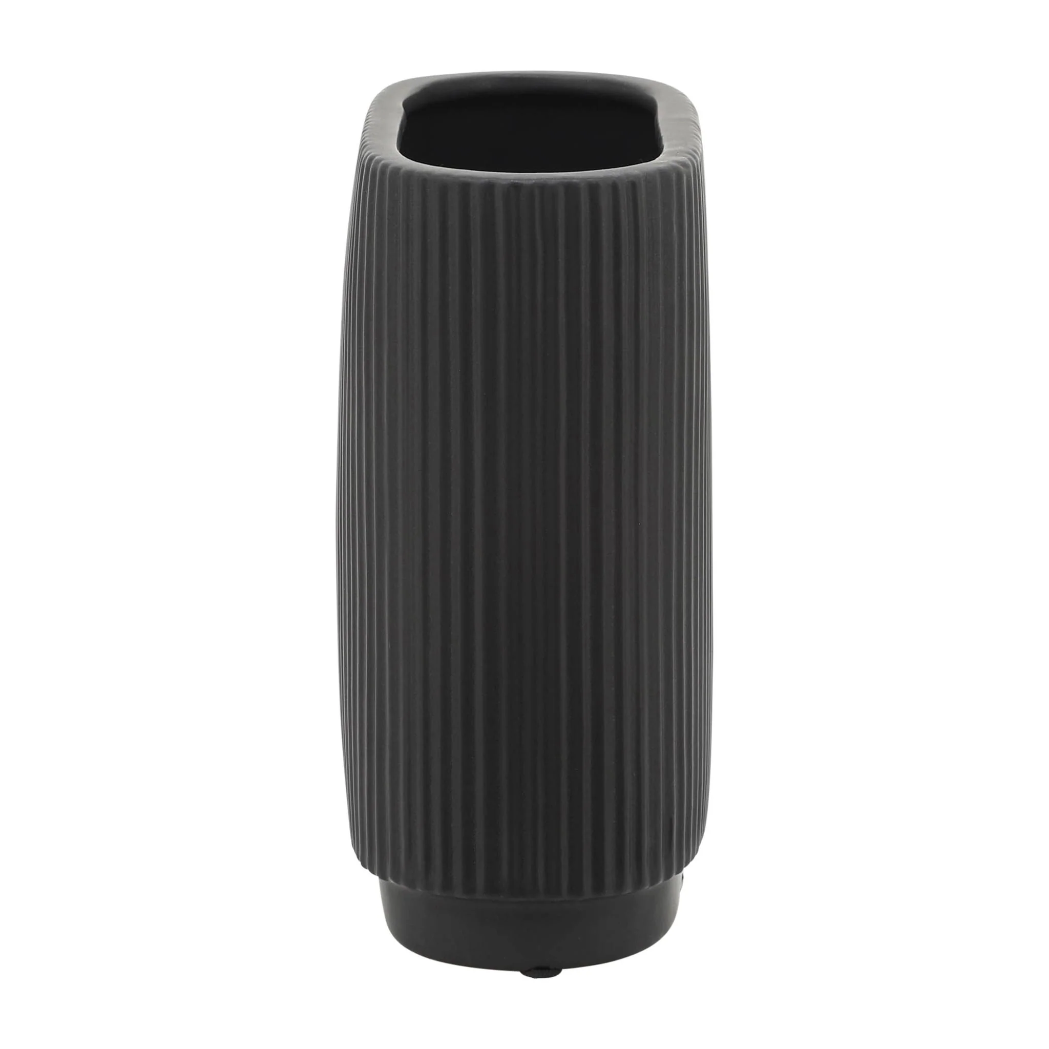 Cer, 8"h Ridged Vase, Black - Image 4