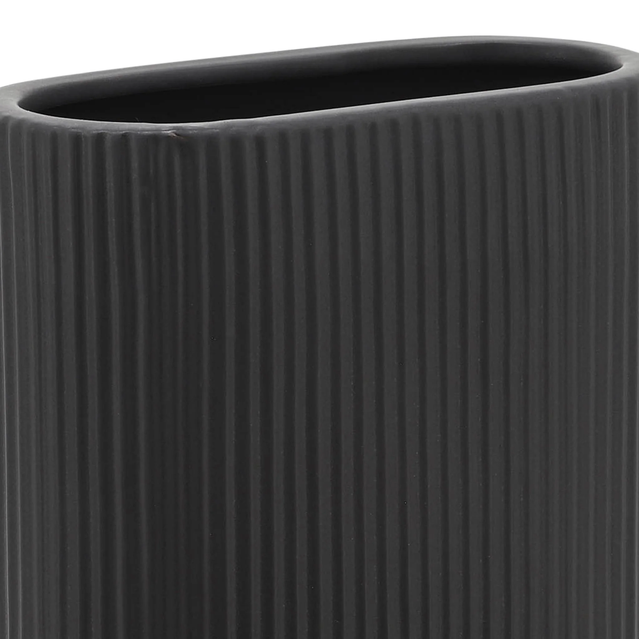 Cer, 8"h Ridged Vase, Black - Image 7