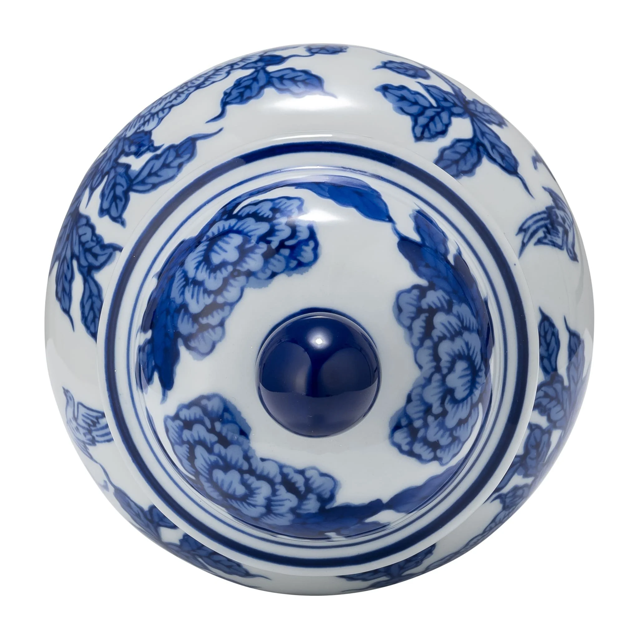 Cer, 8"h Temple Jar, Blue/white - Image 2