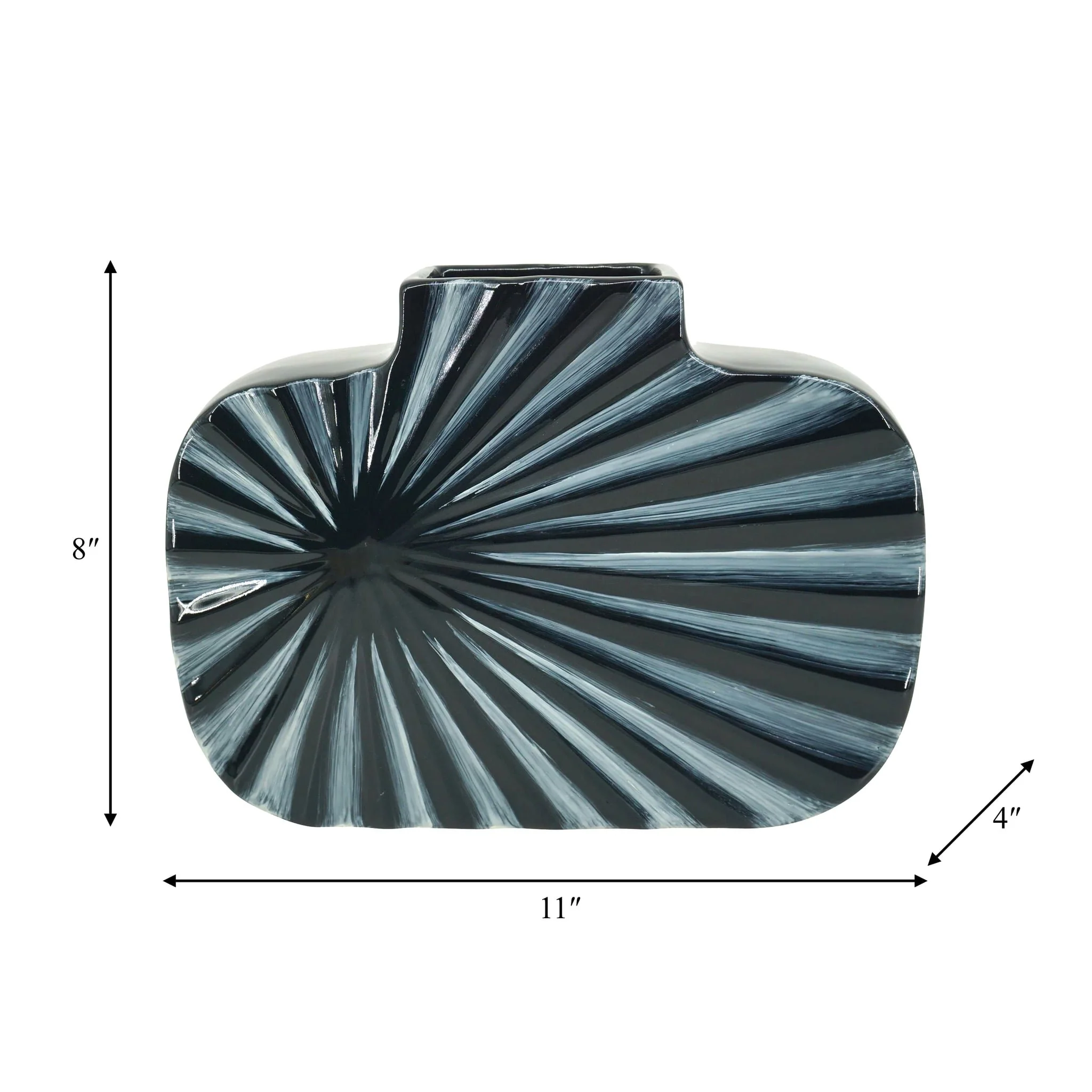 Cer, 8"h Textured Vase, Nvy Blue/cream - Image 7