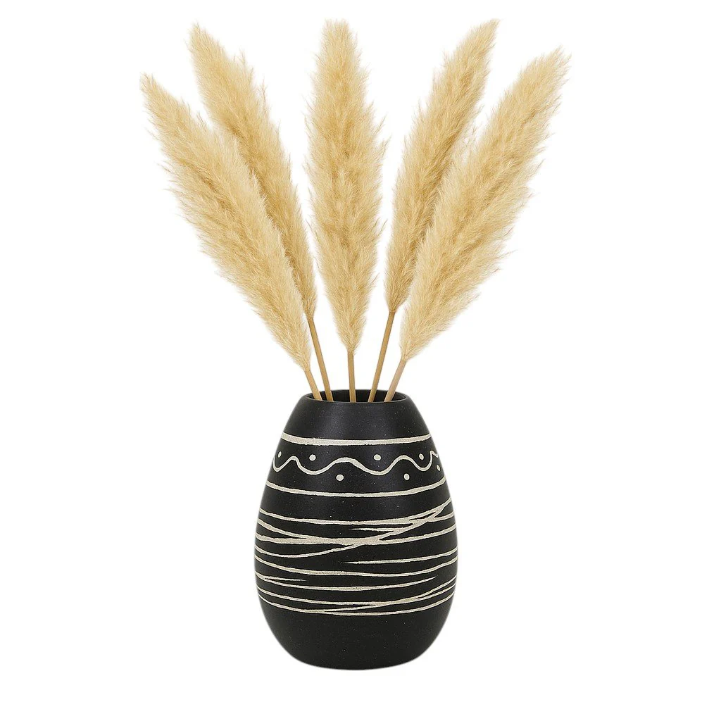 Cer, 8"h Tribal Vase, Black/white - Image 2