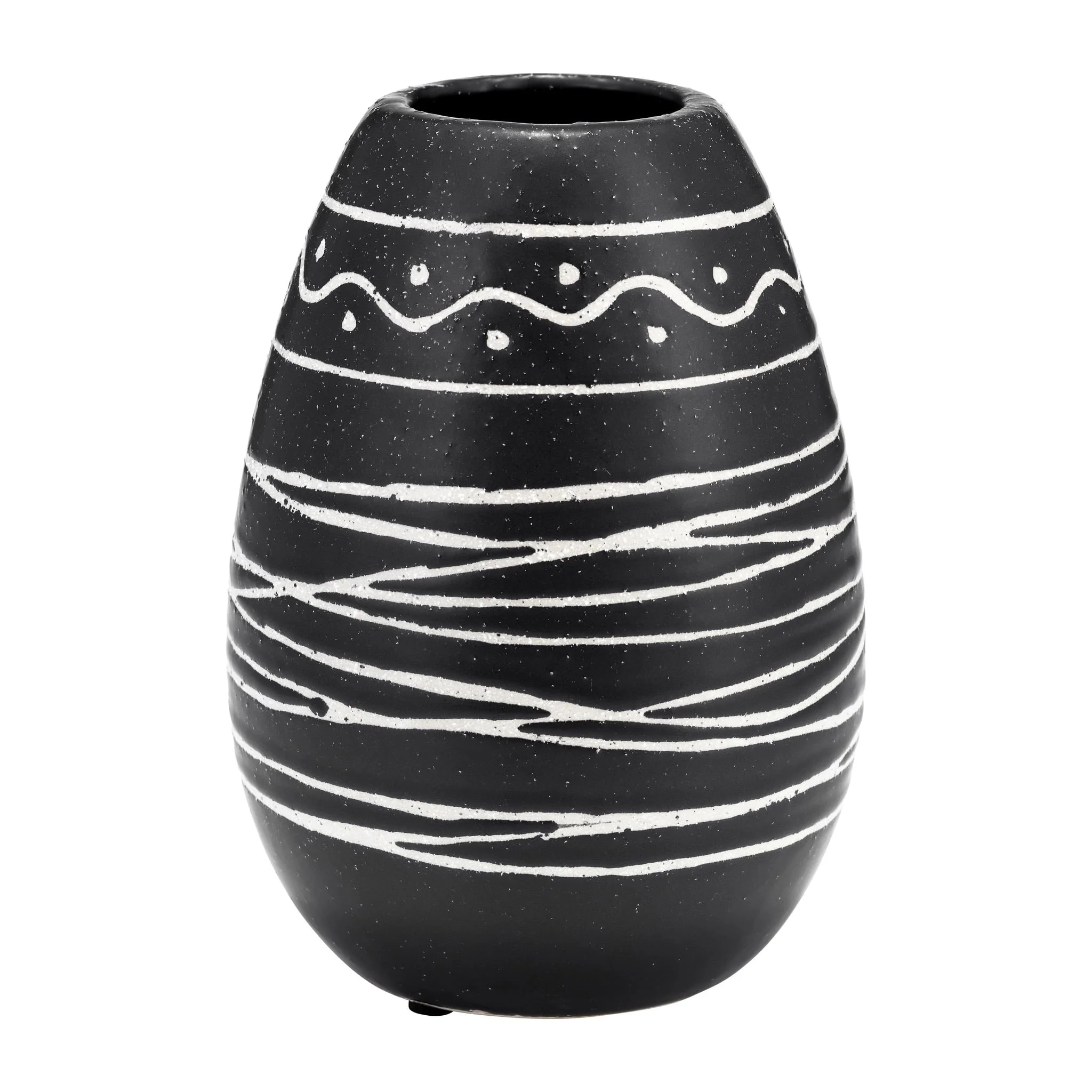 Cer, 8"h Tribal Vase, Black/white - Image 3