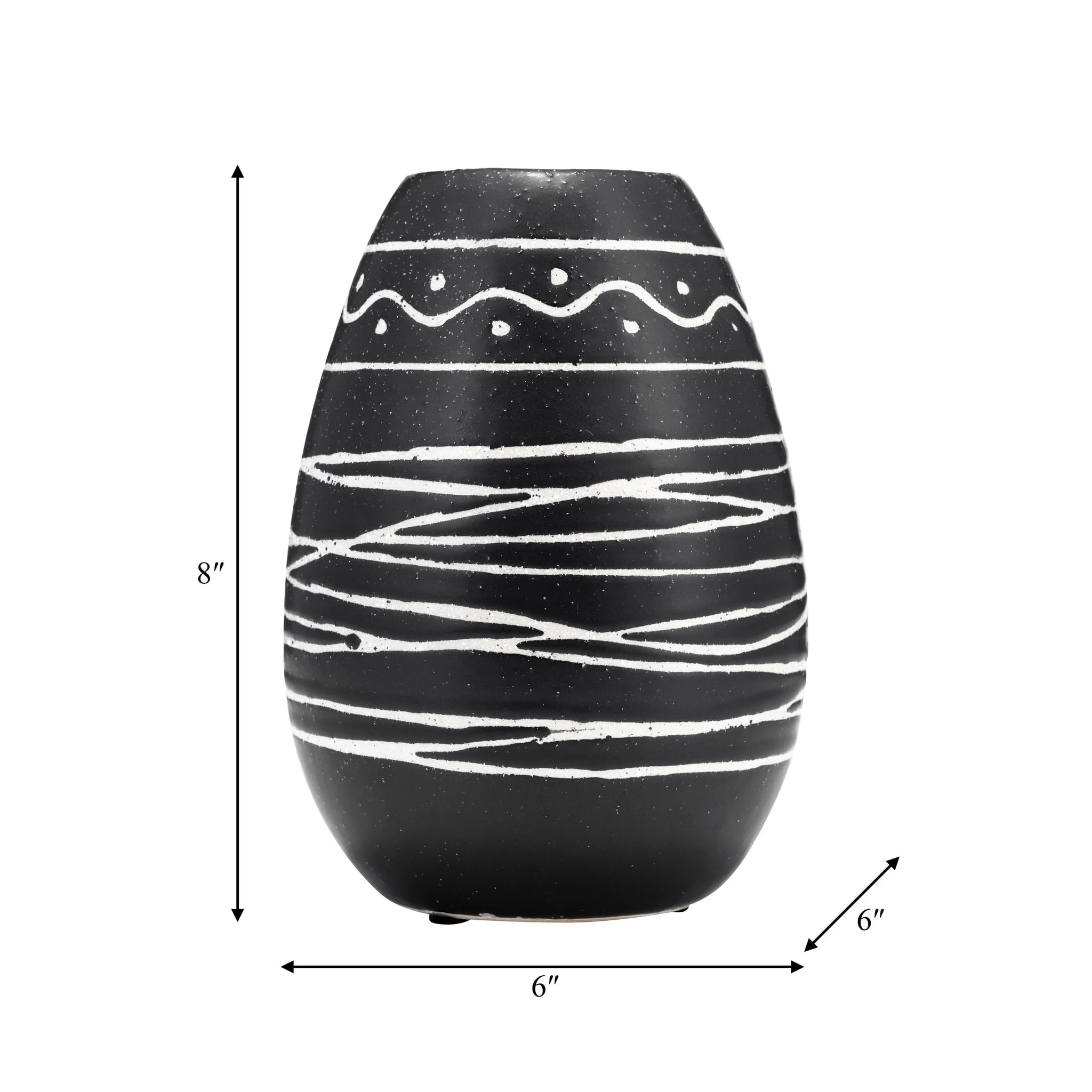 Cer, 8"h Tribal Vase, Black/white - Image 7