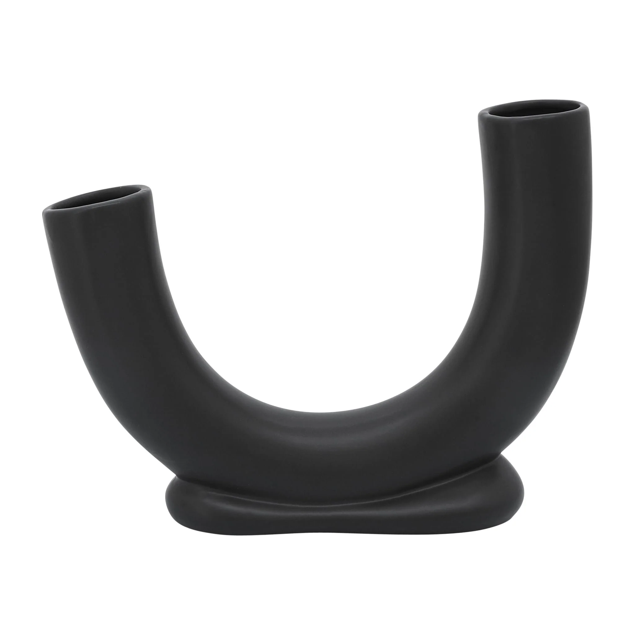 Cer, 8"h U-shaped Vase W/ Base, Black - Image 3