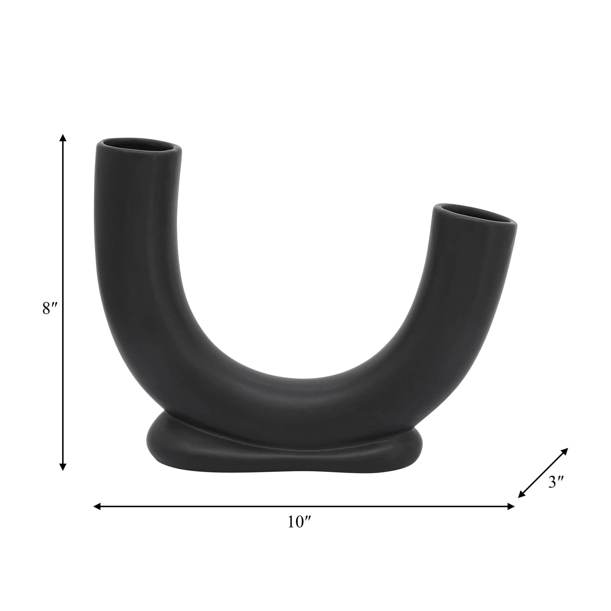 Cer, 8"h U-shaped Vase W/ Base, Black - Image 8
