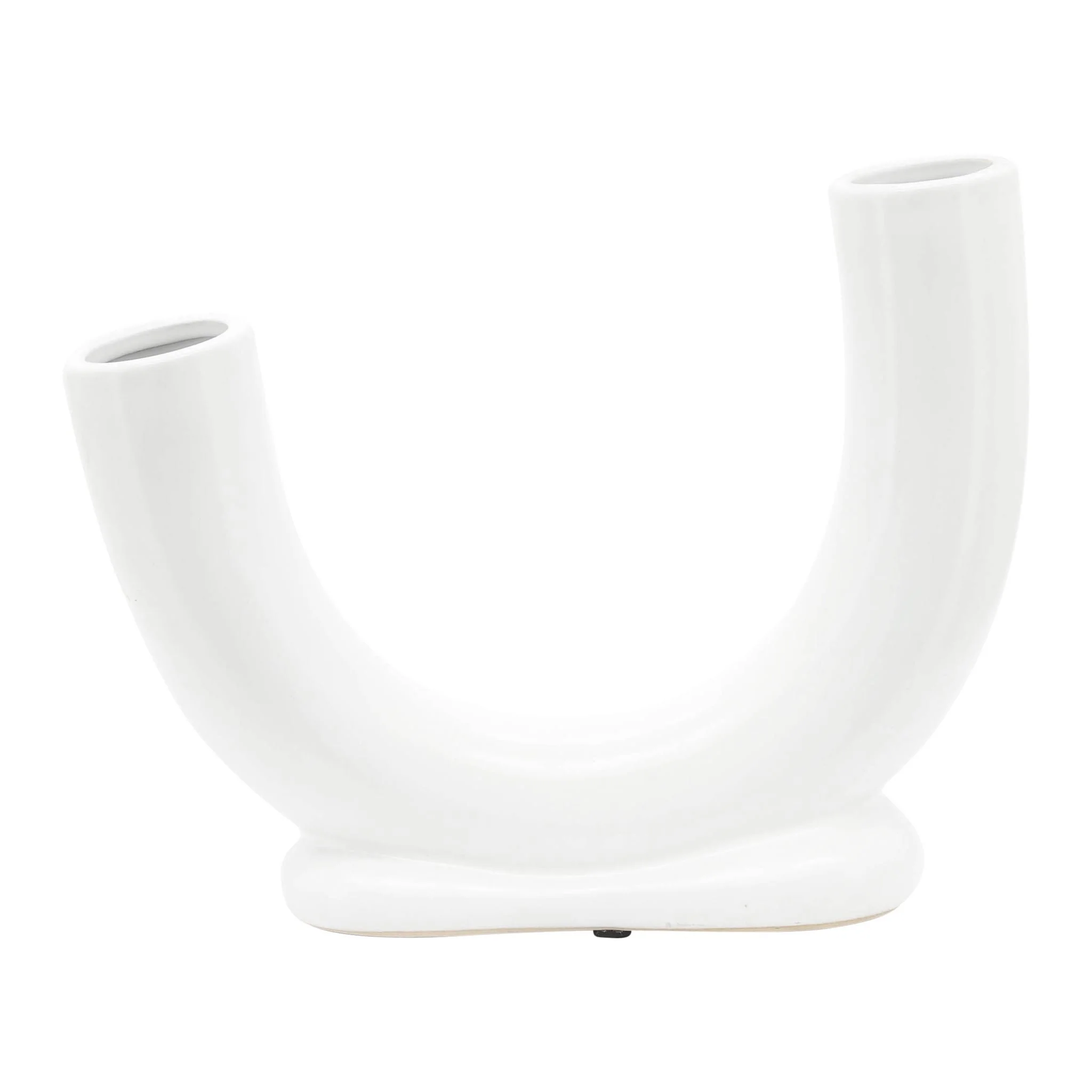 Cer, 8"h U-shaped Vase W/ Base, White - Image 2