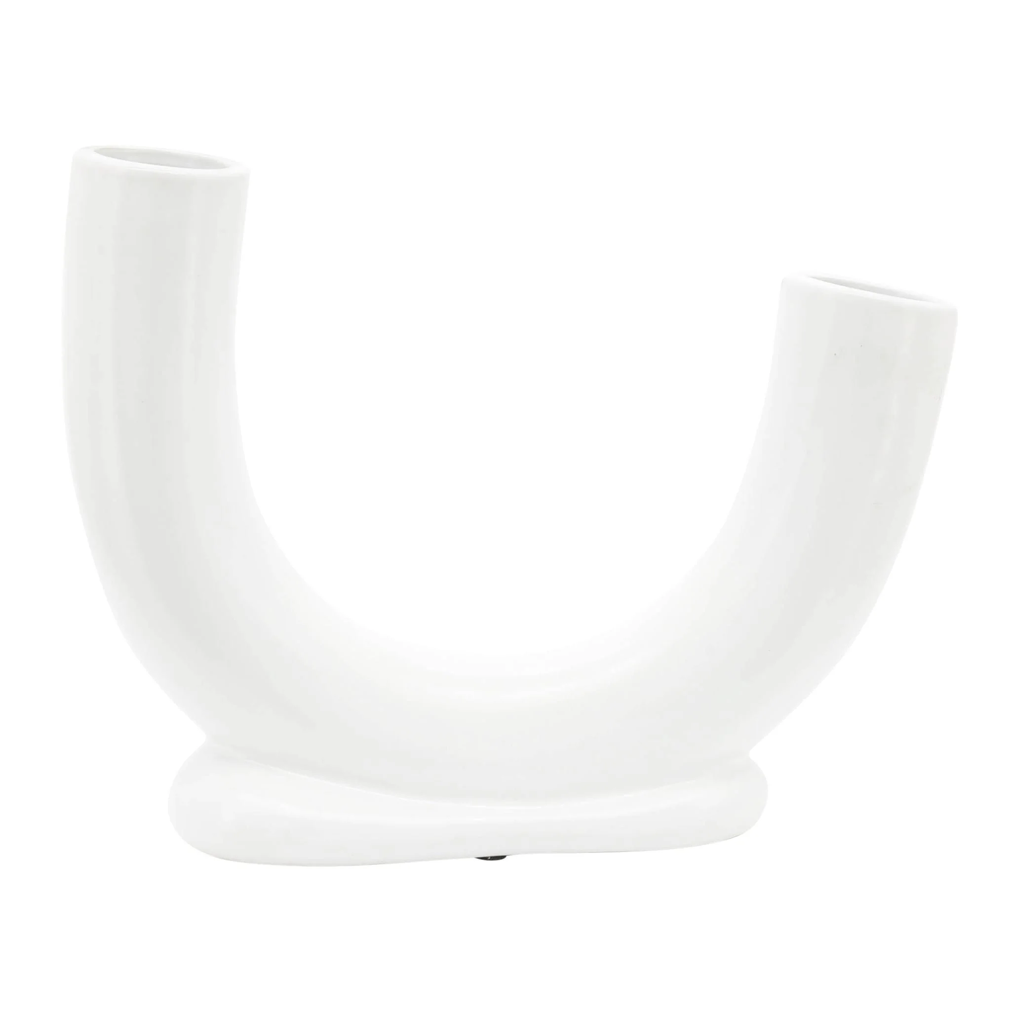 Cer, 8"h U-shaped Vase W/ Base, White - Image 4