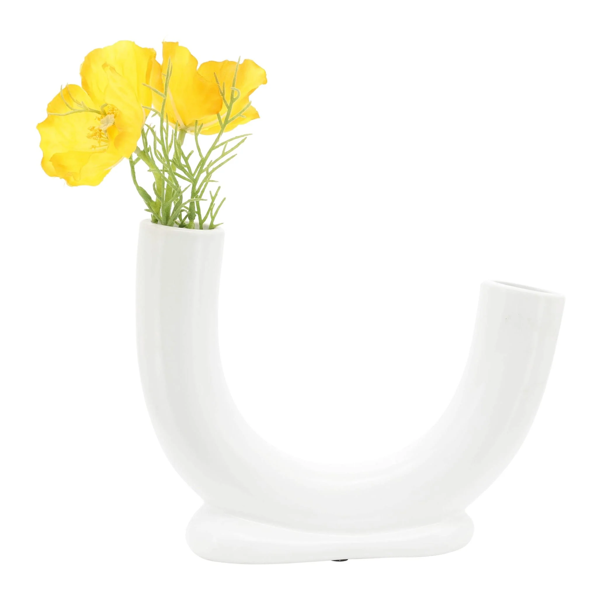 Cer, 8"h U-shaped Vase W/ Base, White - Image 5