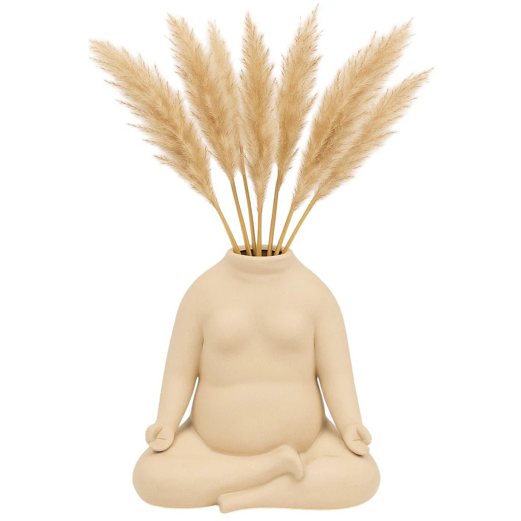 Cer, 8"h  Woman Body Flower Vase, Cream - Image 2