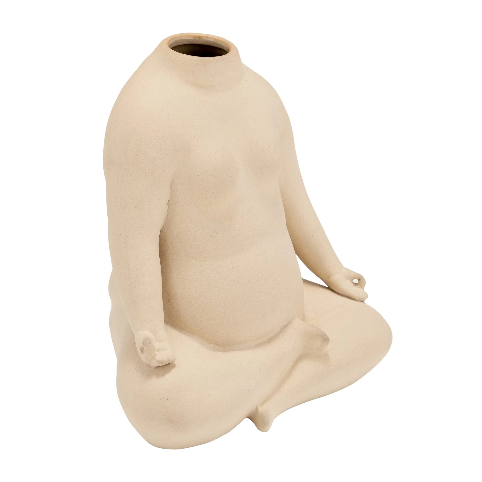 Cer, 8"h  Woman Body Flower Vase, Cream - Image 3