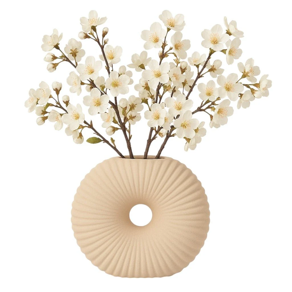 Cer, 9" Donut Hole Vase, Cotton - Image 2
