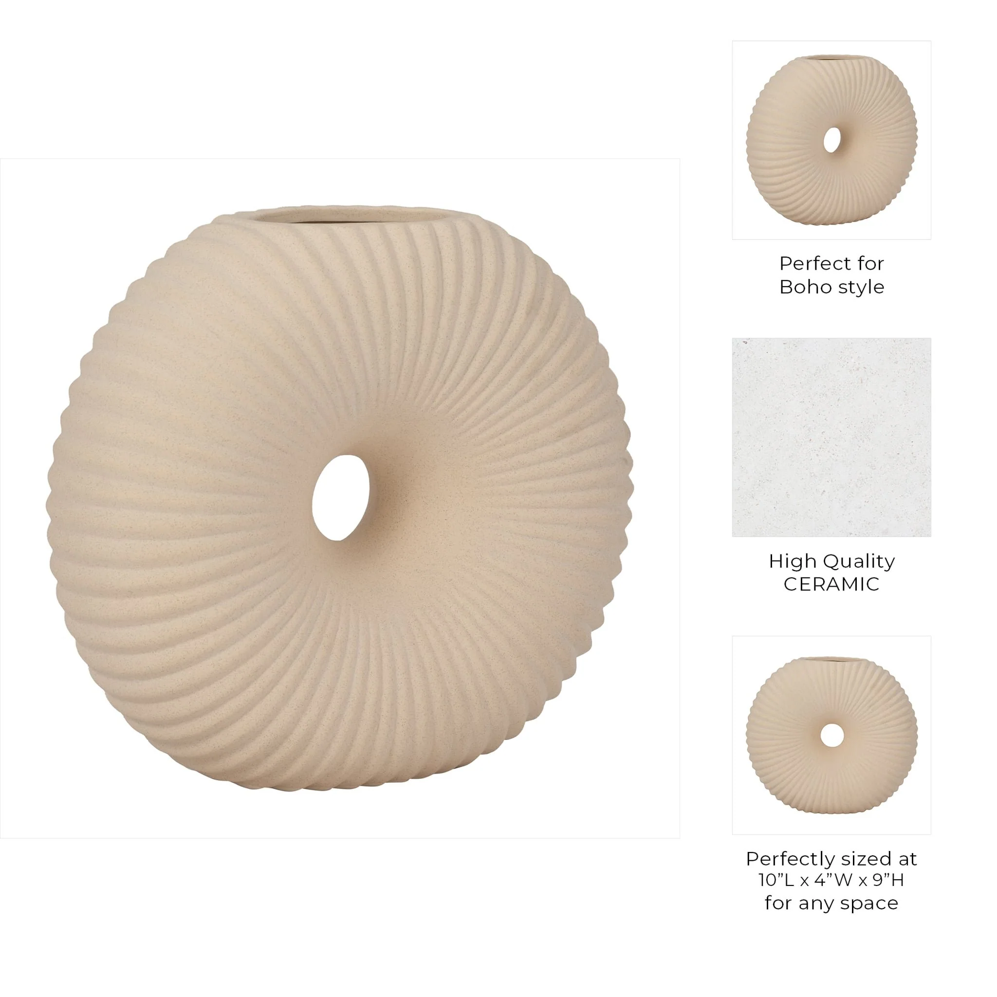 Cer, 9" Donut Hole Vase, Cotton - Image 9