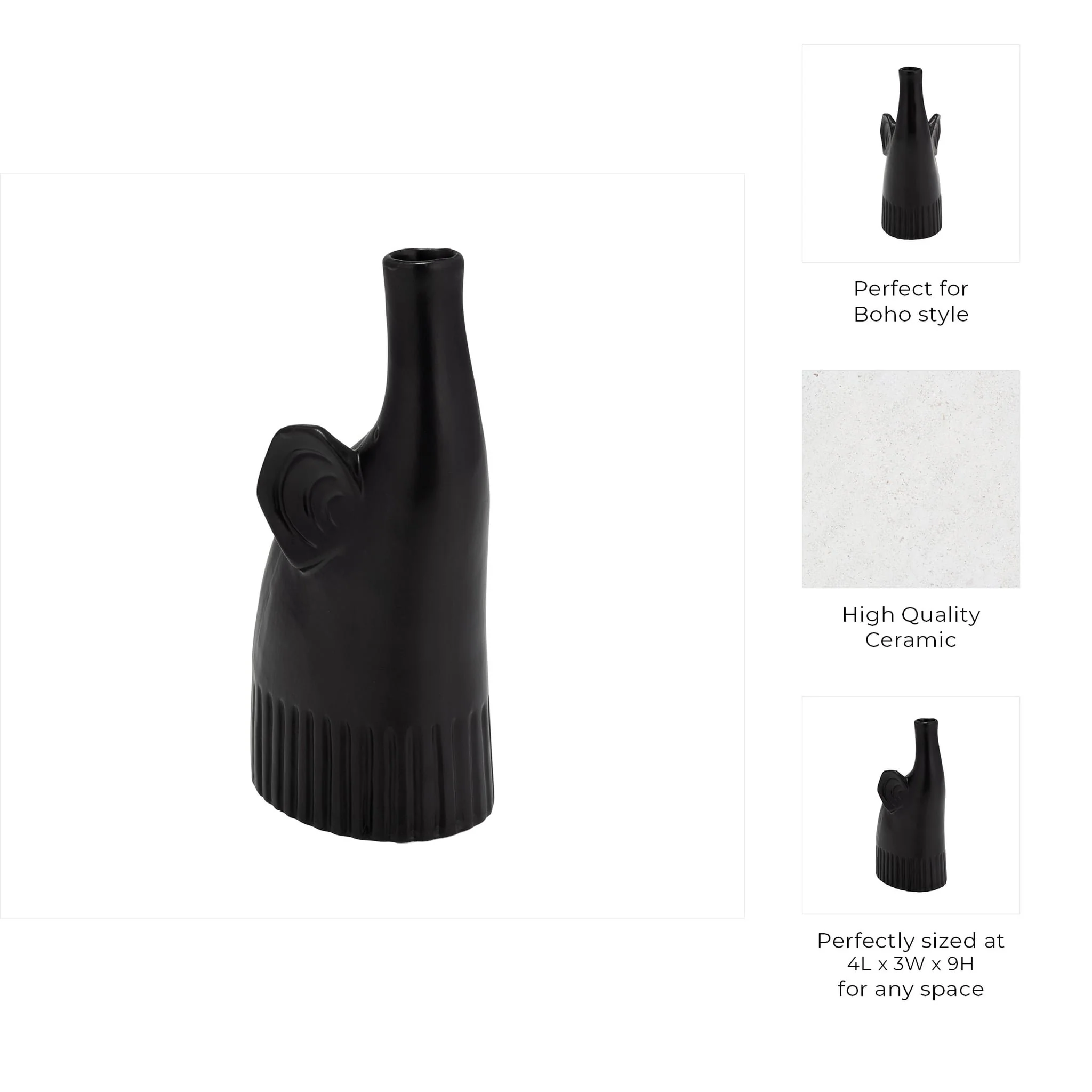 Cer,9",elephant Deco,matte Black - Image 10
