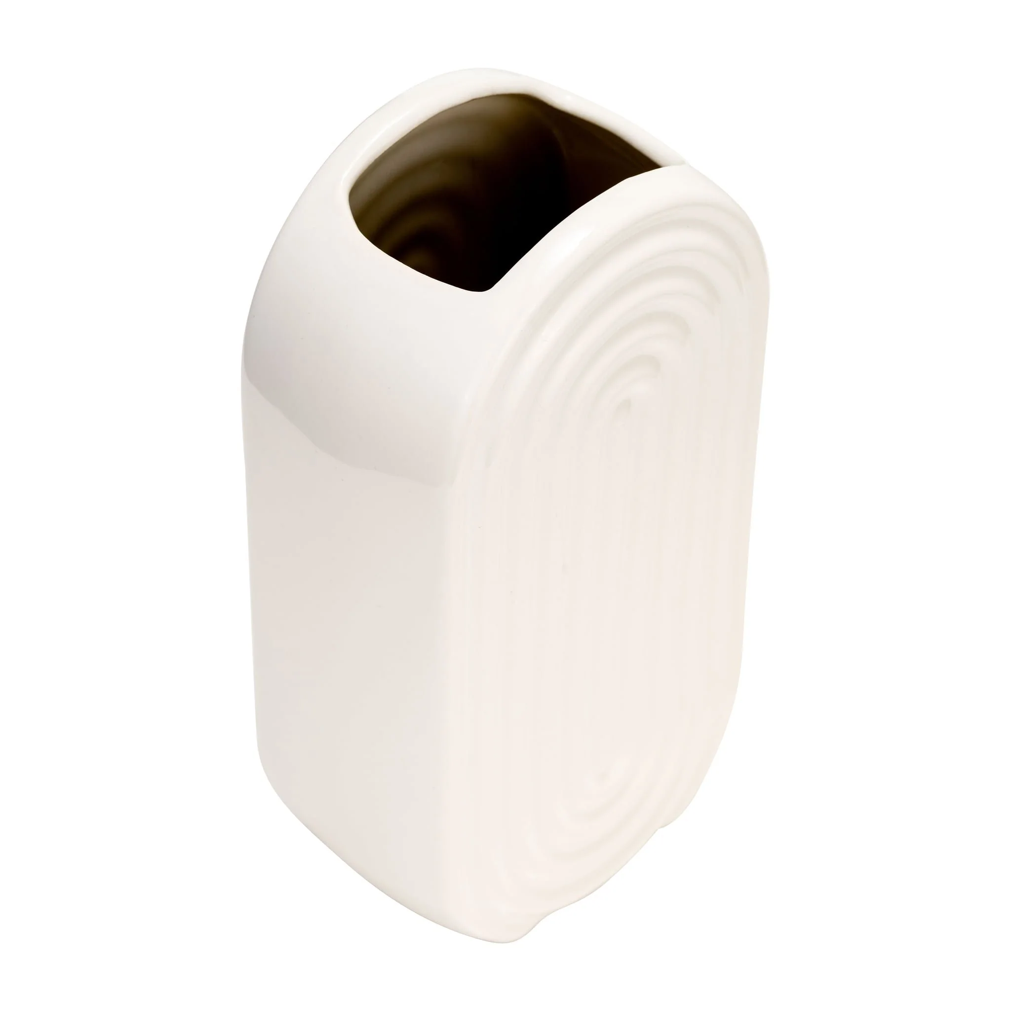 Cer, 9" Oval Ridged Vase, White - Image 5