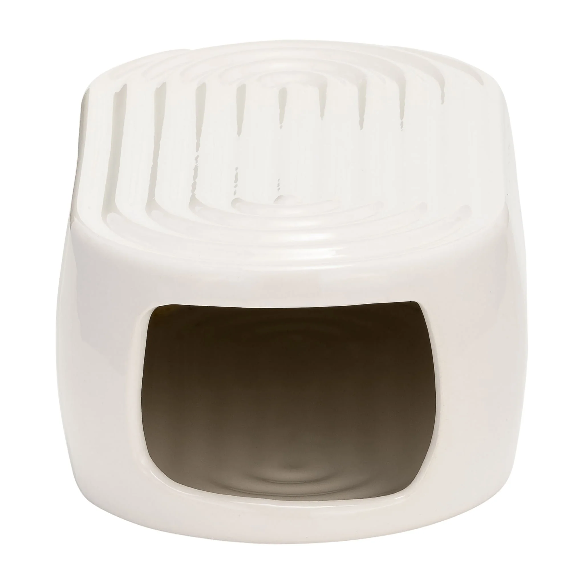 Cer, 9" Oval Ridged Vase, White - Image 6