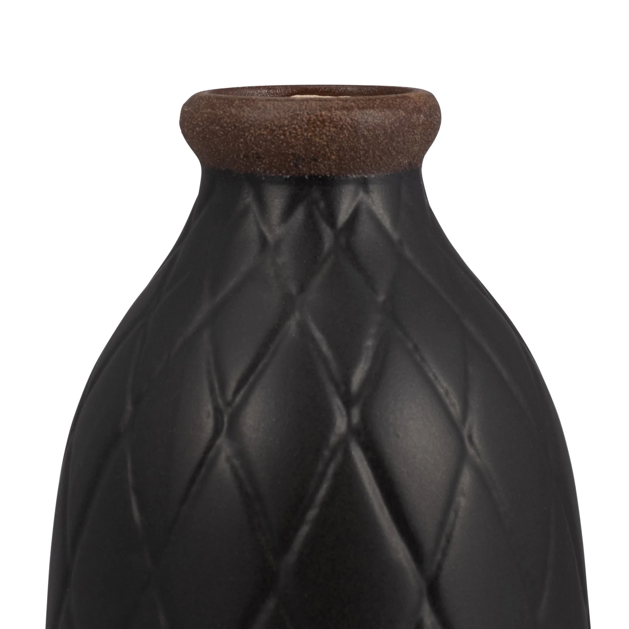 Cer, 9" Plaid Textured Vase, Black - Image 4