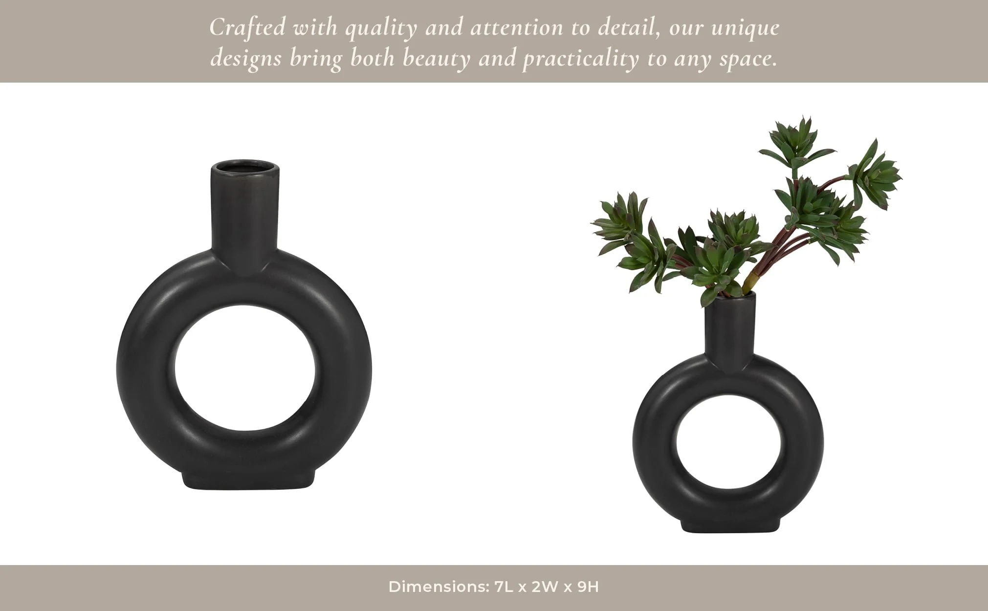 Cer, 9" Round Cut-out Vase, Black - Image 11
