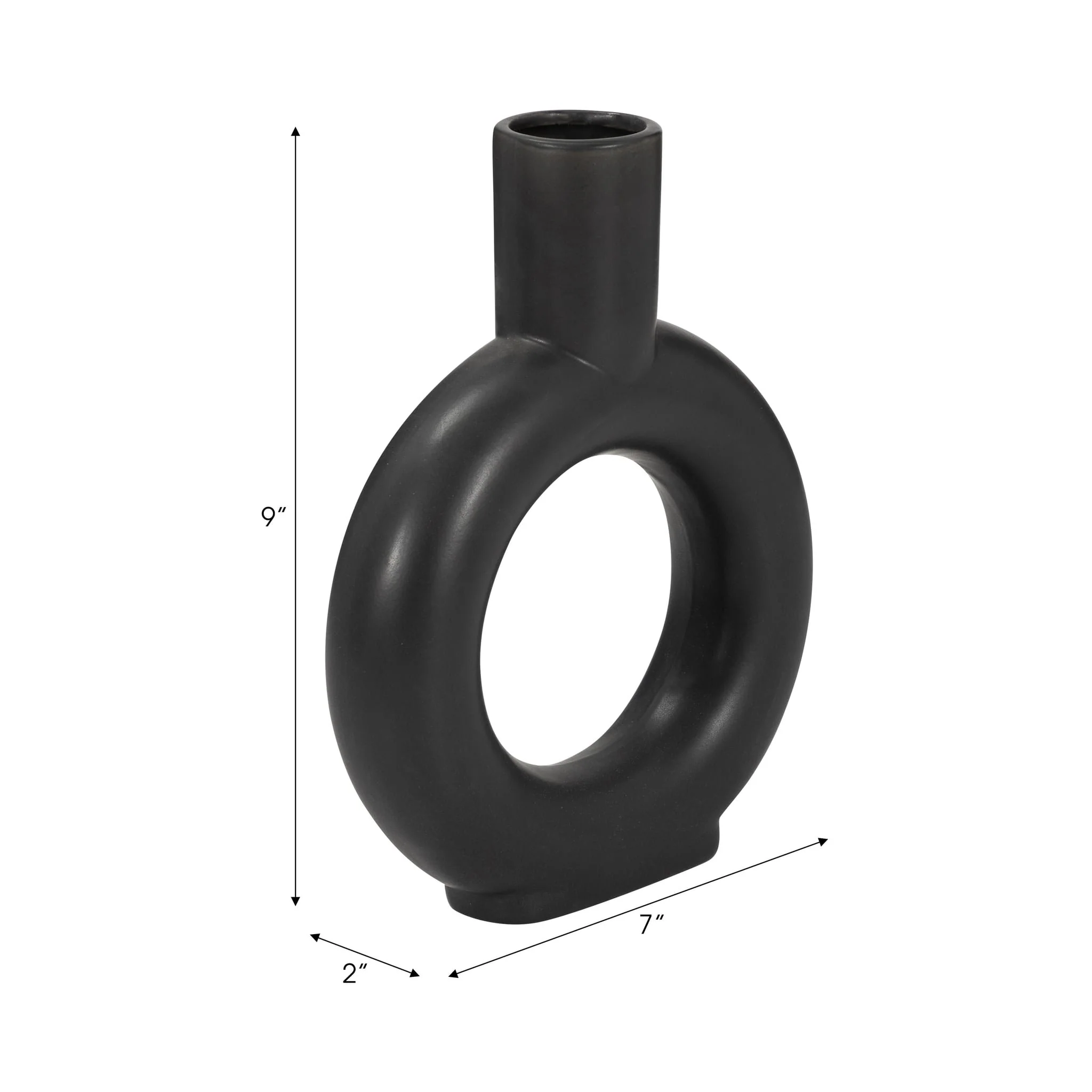 Cer, 9" Round Cut-out Vase, Black - Image 8