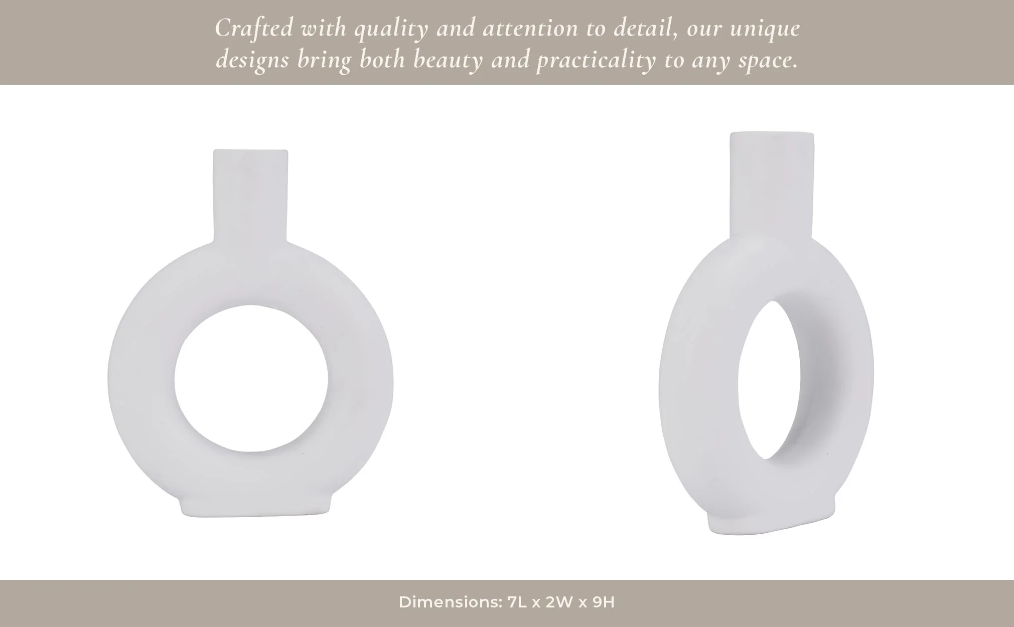 Cer, 9" Round Cut-out Vase, White - Image 11