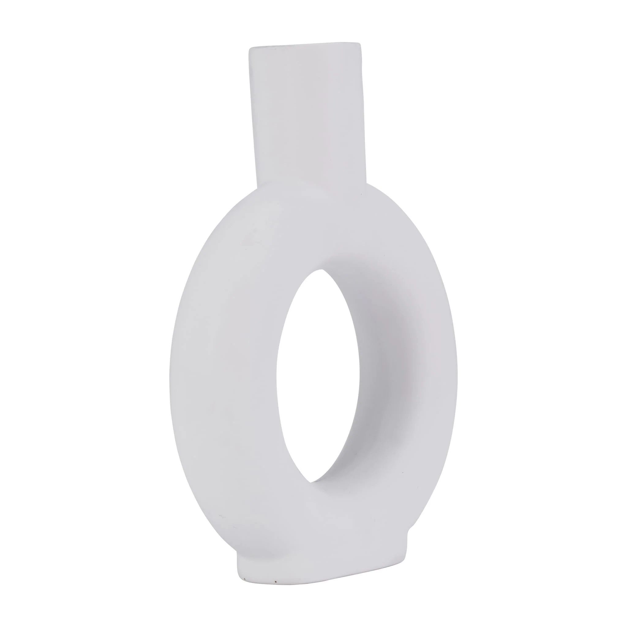 Cer, 9" Round Cut-out Vase, White - Image 3