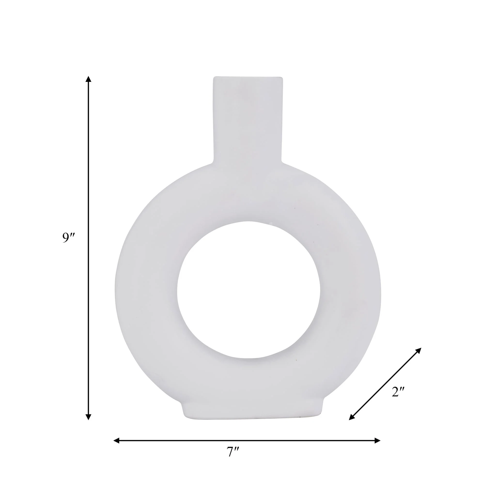Cer, 9" Round Cut-out Vase, White - Image 8
