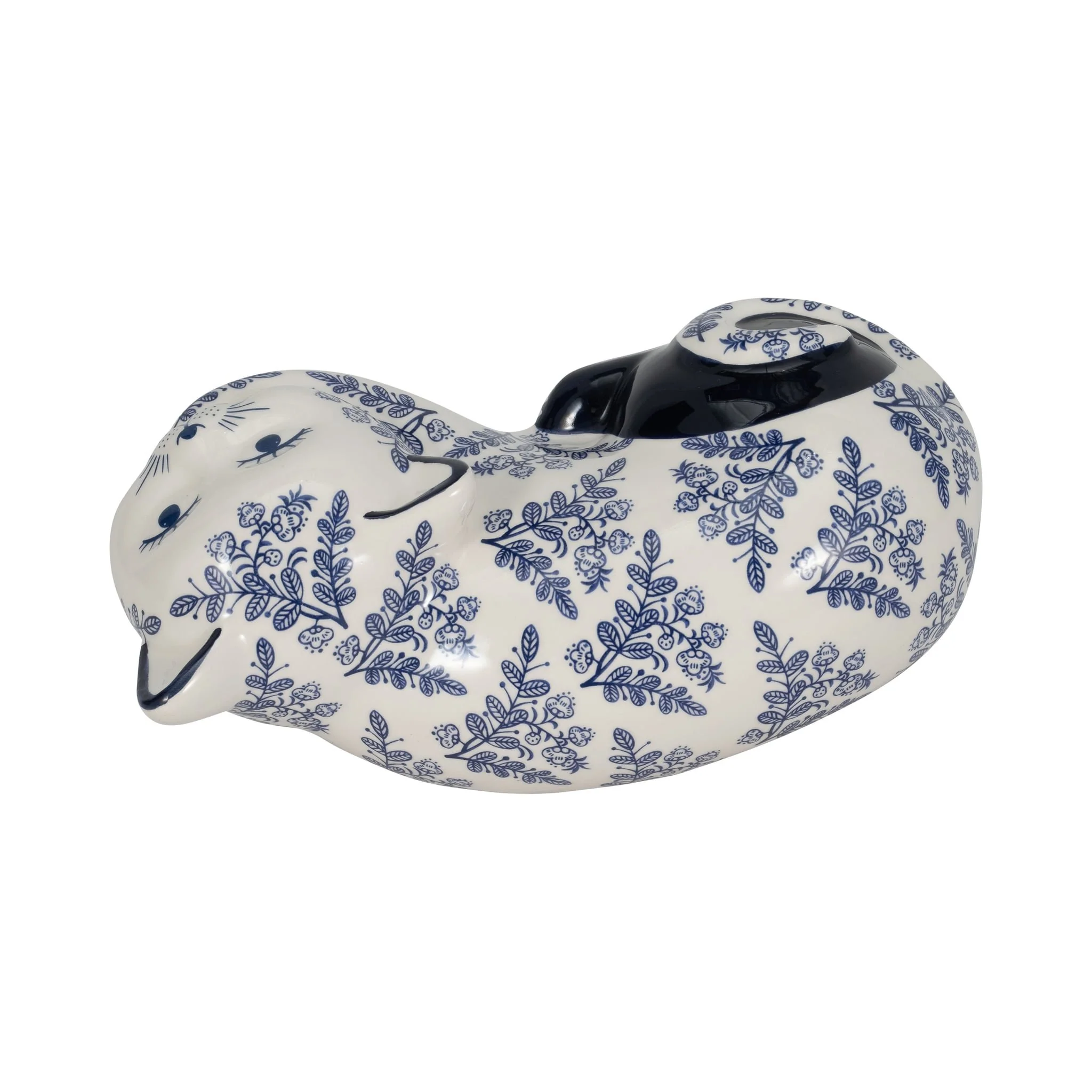 Cer, 9" Sleeping Chinoiserie Cat, Blue/white - Image 6