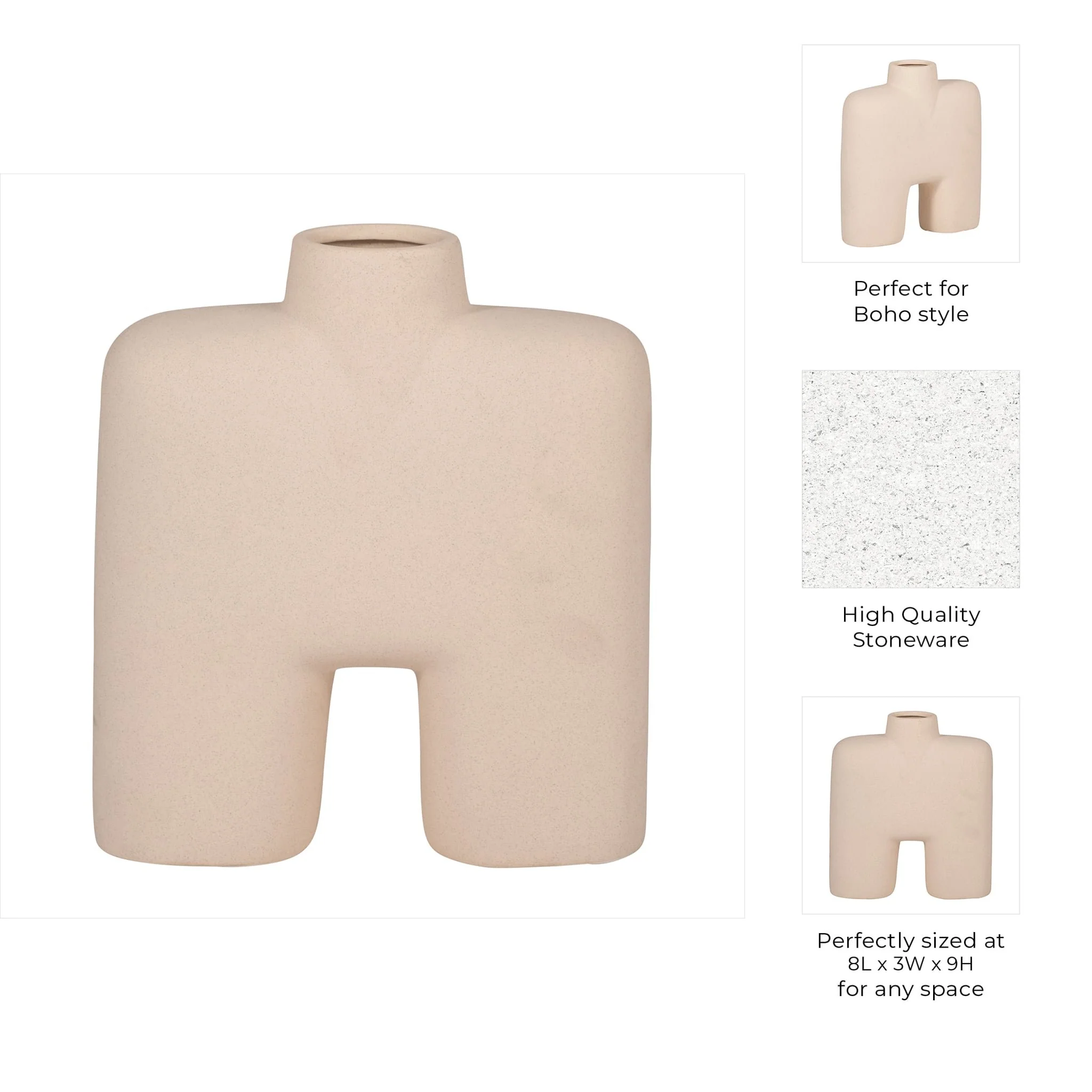 Cer, 9" Square Shape Vase, Ivory - Image 10