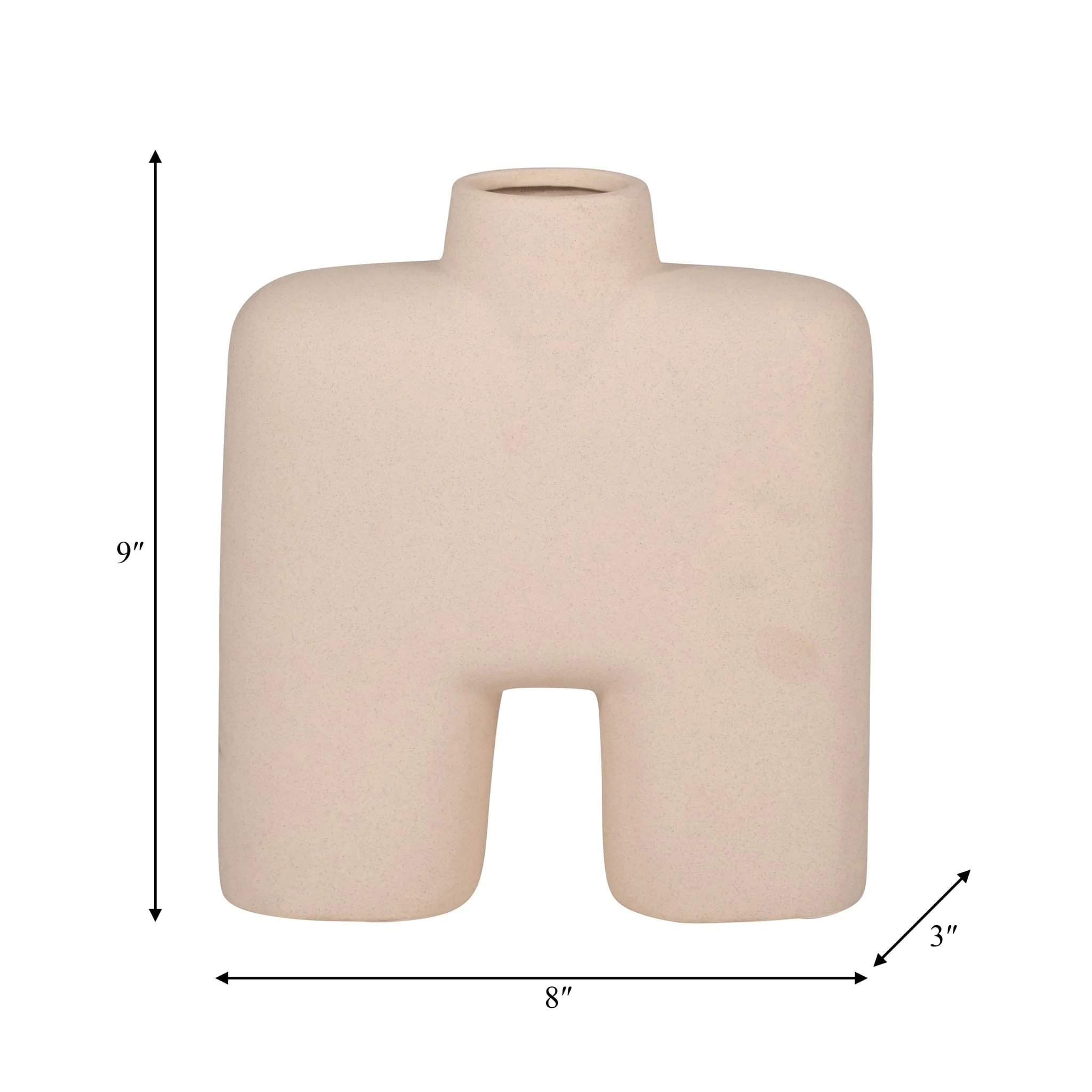 Cer, 9" Square Shape Vase, Ivory - Image 9