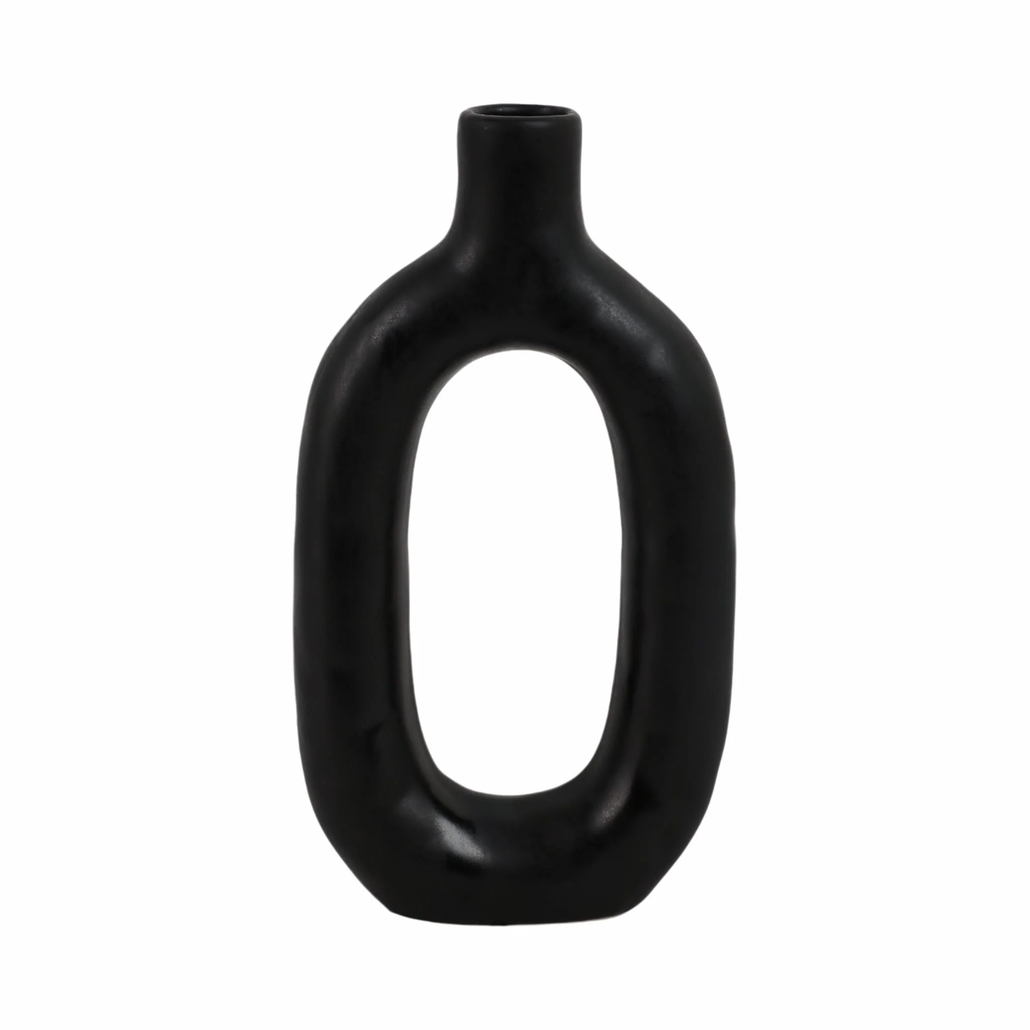 Cer, 9" Textured Cut-out Vase, Black - Image 5