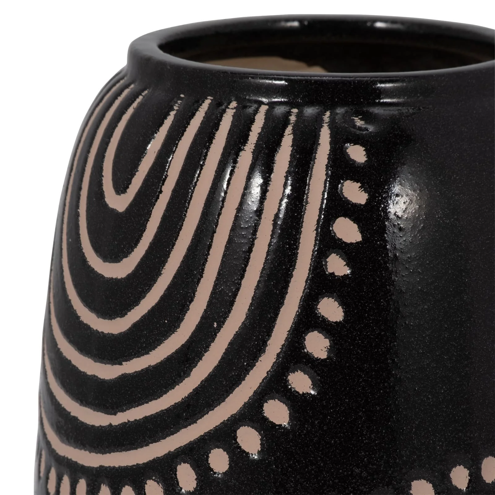 Cer, 9" Tribal Arch Vase, Black/tan - Image 4
