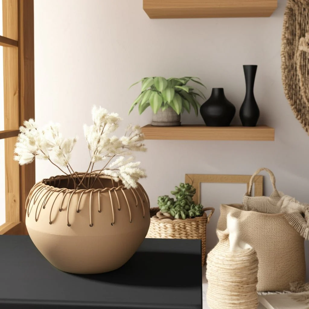 Cer, 9"d Bowl W/ Weaving, Natural - Image 12