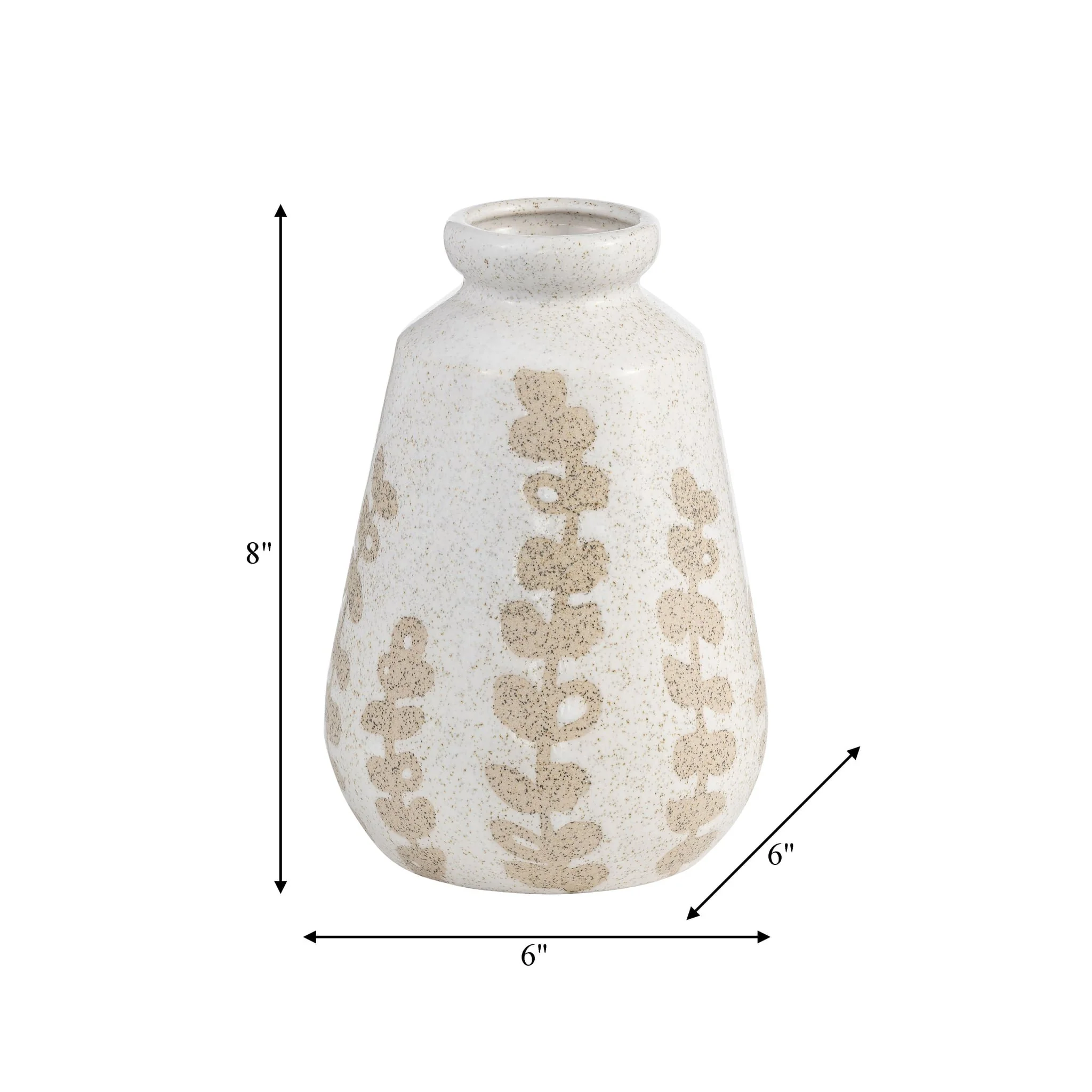 Cer, 9"h Botanical Vase, Ivory - Image 8