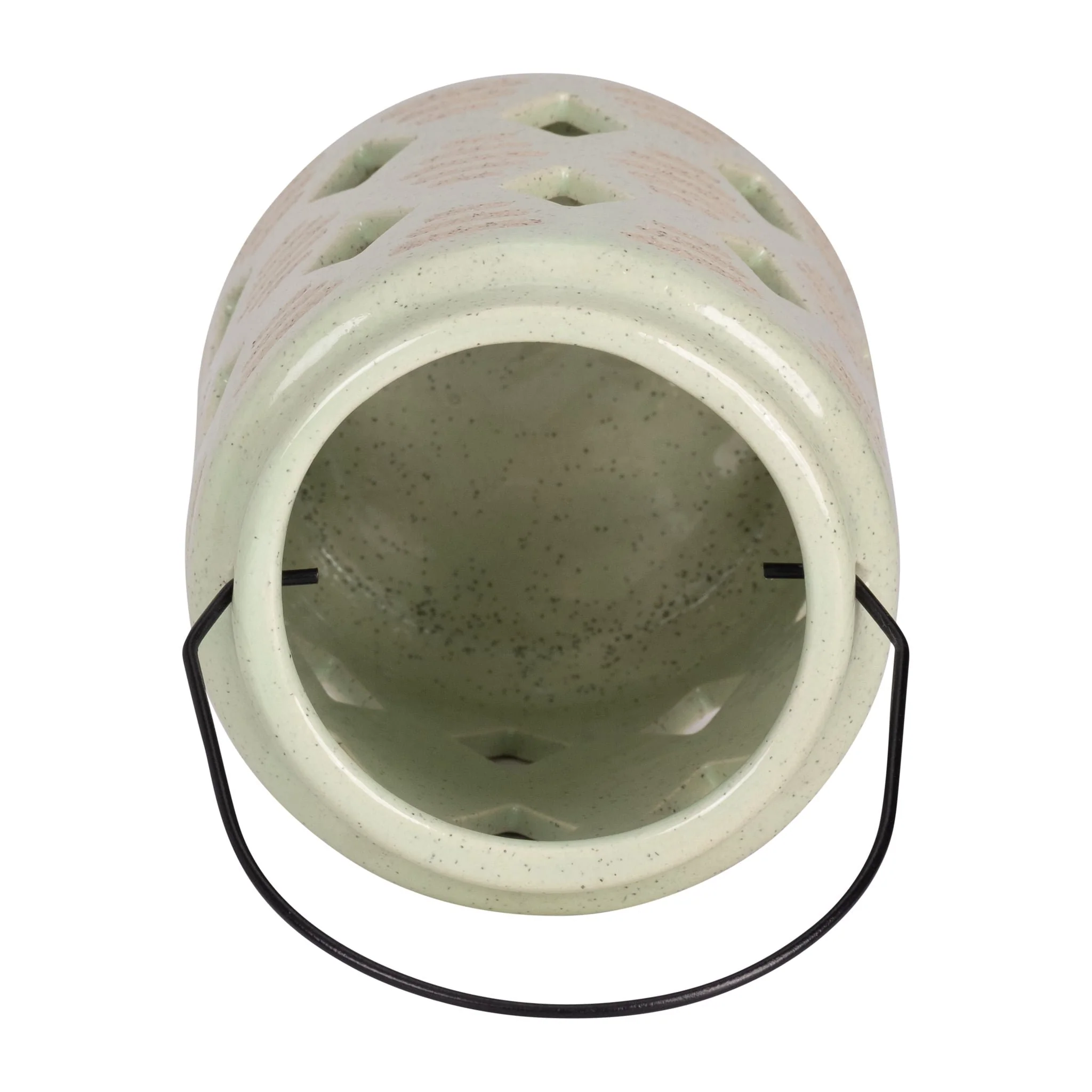 Cer, 9"h Diamond Cut Out Lantern, Cucumber - Image 5