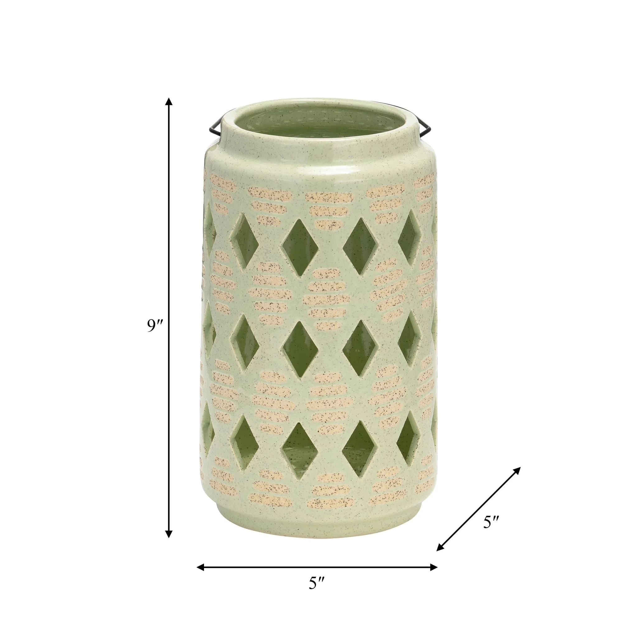 Cer, 9"h Diamond Cut Out Lantern, Cucumber - Image 9
