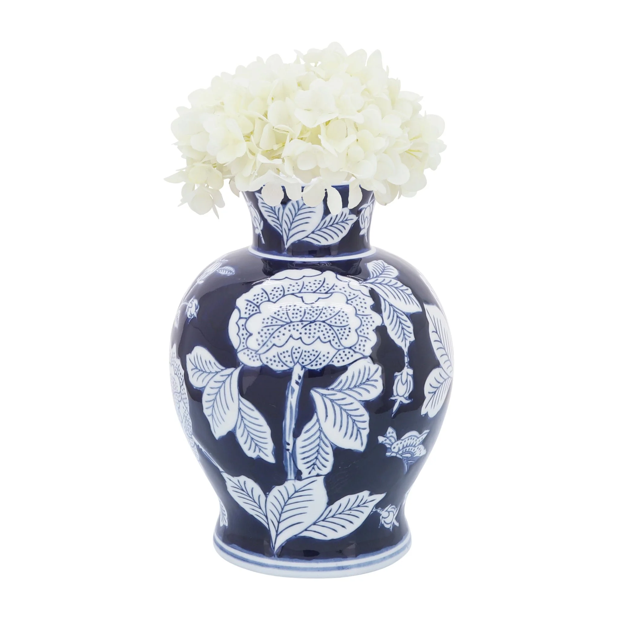 Cer, 9"h Flower Vase, Blue/white - Image 2