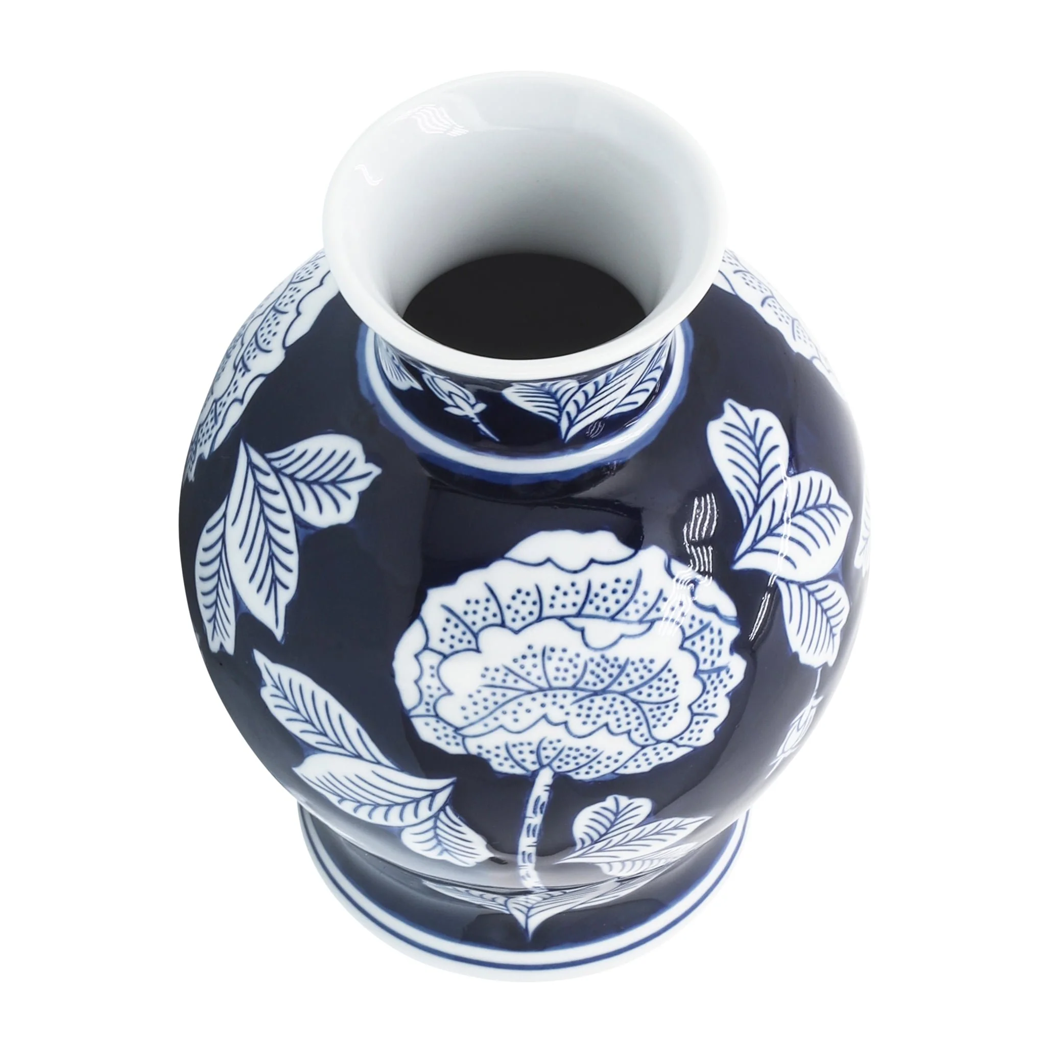 Cer, 9"h Flower Vase, Blue/white - Image 3