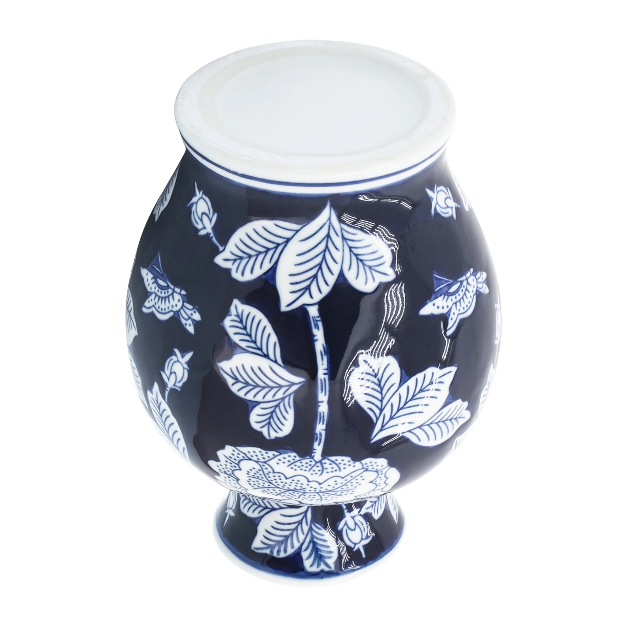 Cer, 9"h Flower Vase, Blue/white - Image 4