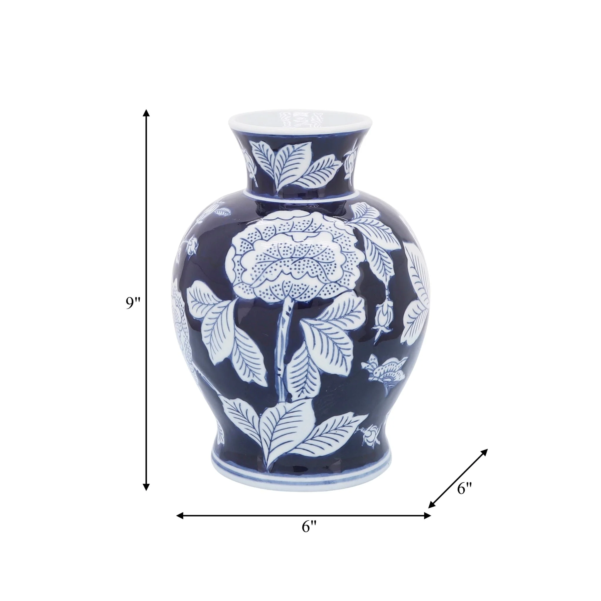 Cer, 9"h Flower Vase, Blue/white - Image 8