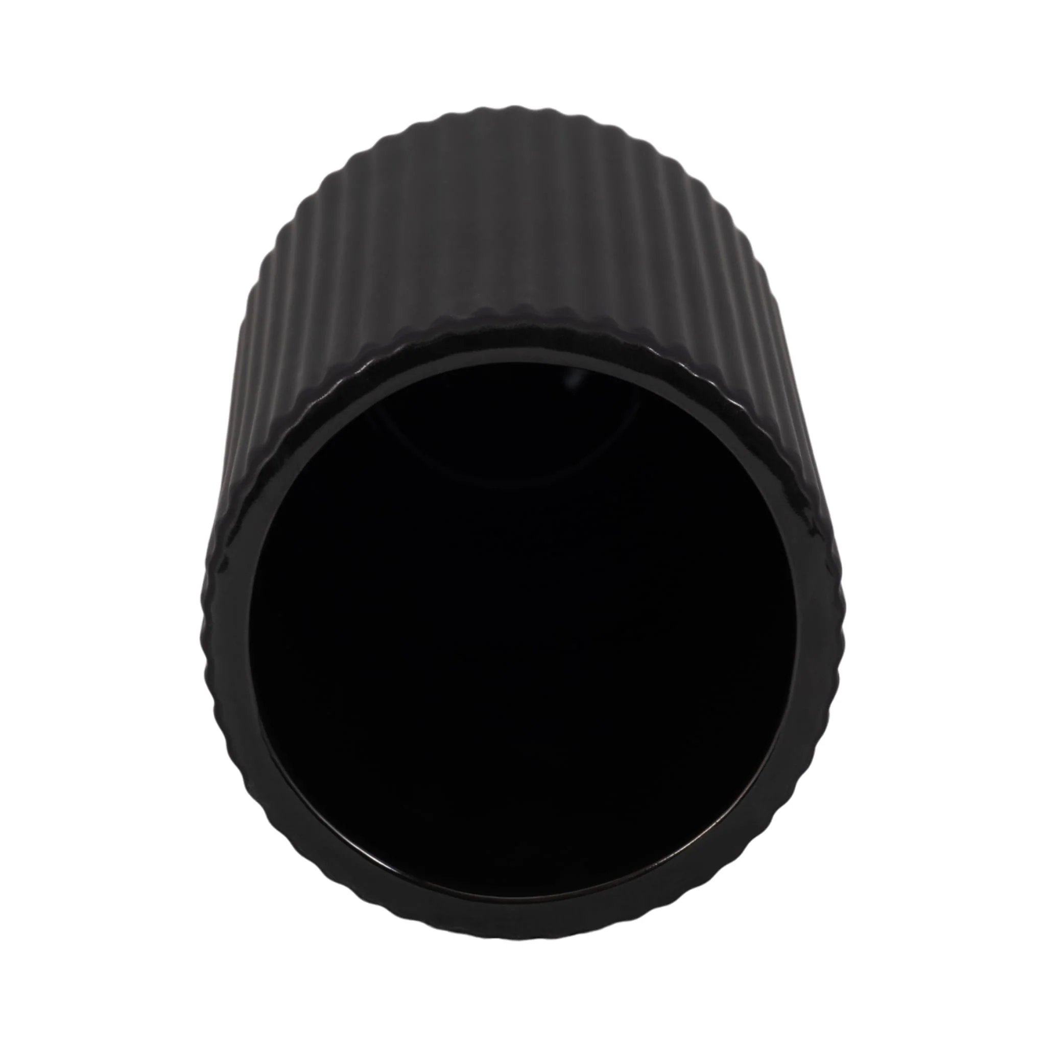 Cer, 9"h Ridged Vase, Black - Image 5