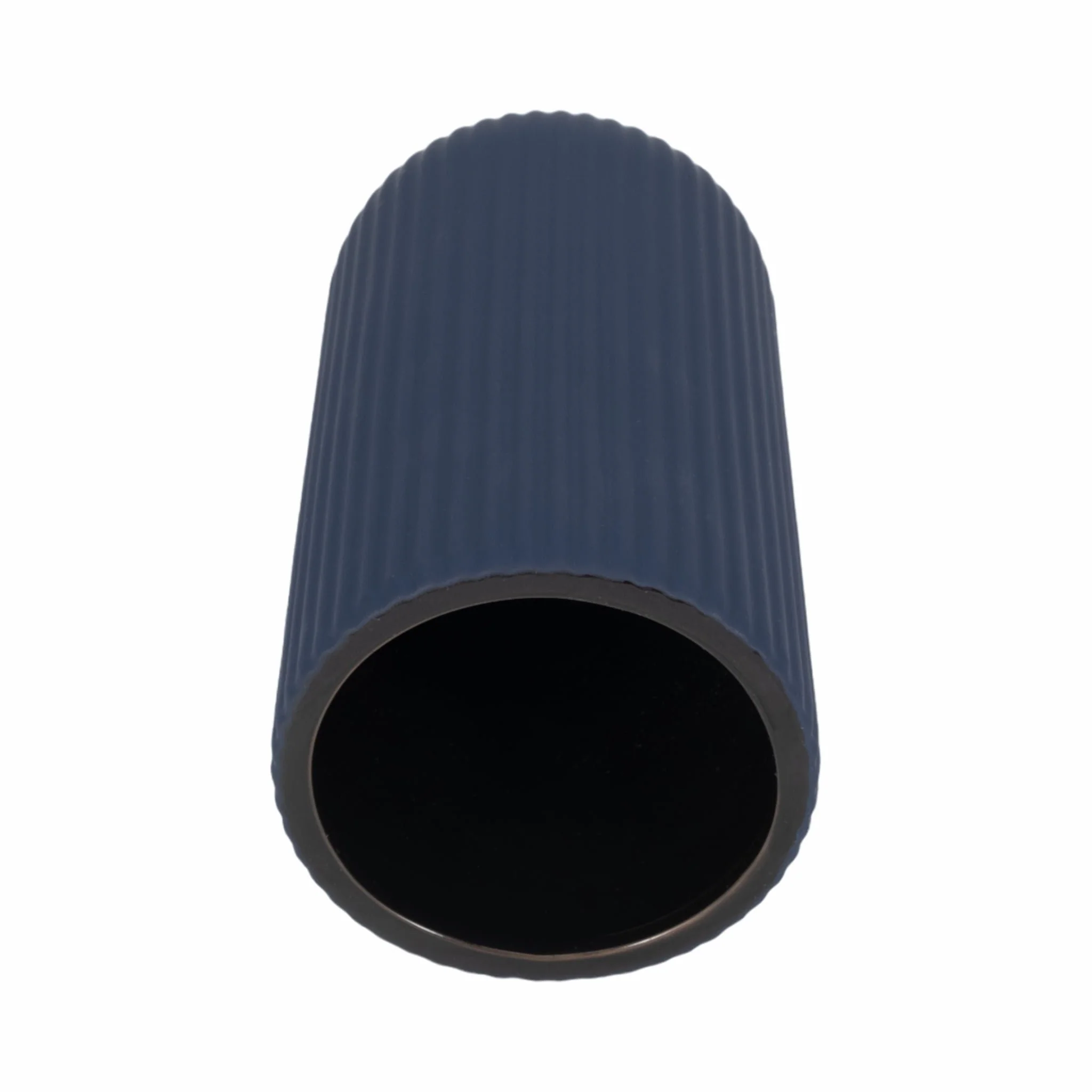 Cer, 9"h Ridged Vase, Navy - Image 5